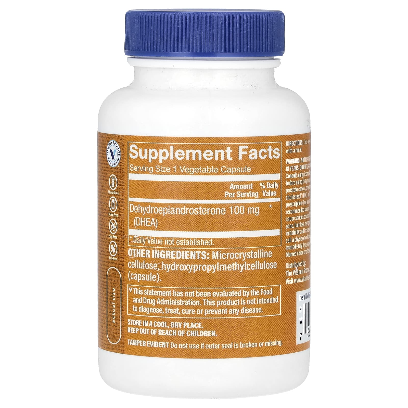 The Vitamin Shoppe, ДГЭА, 100 мг, 120 вегетарианских капсул