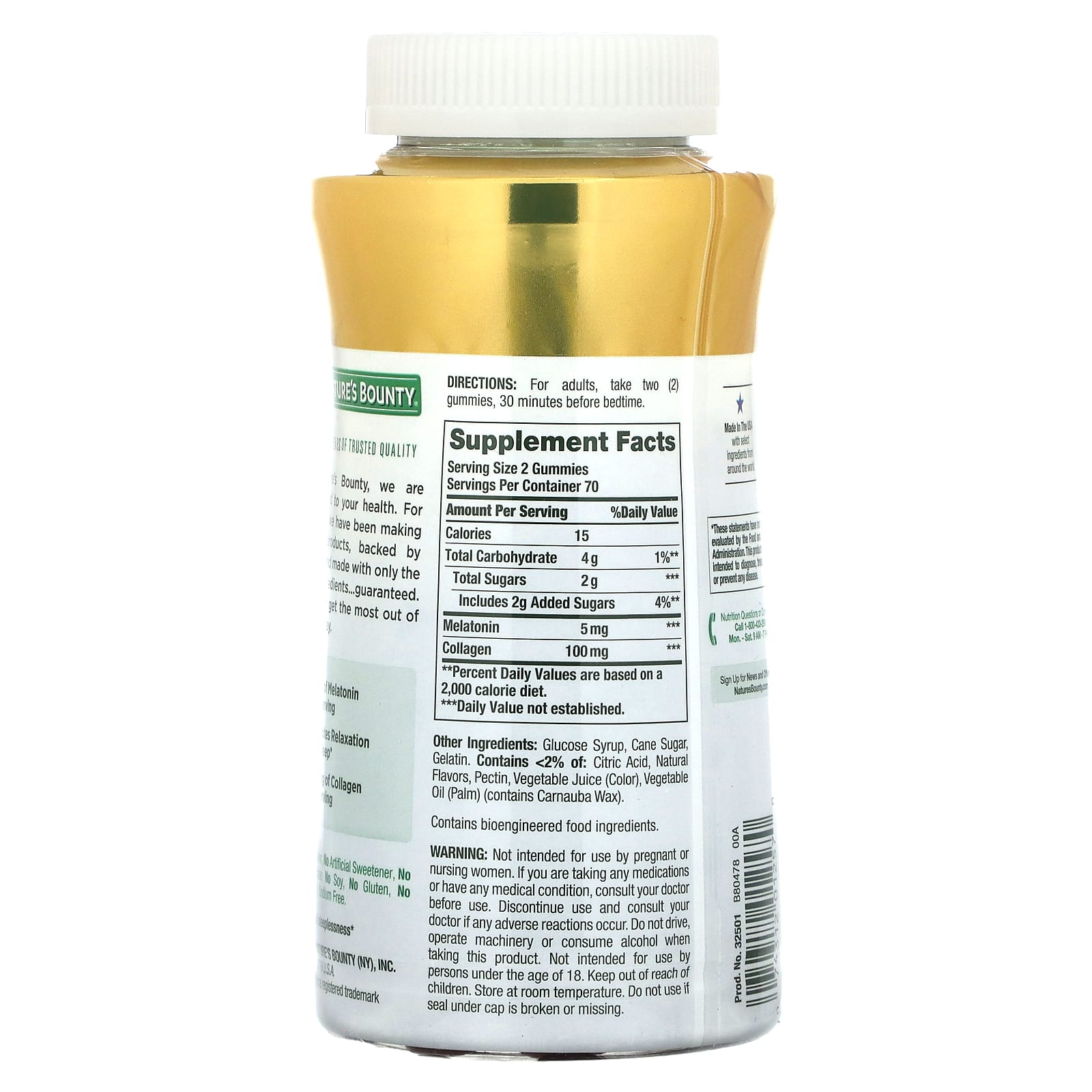 Nature's Bounty, жевательные таблетки для сна и коллагена, со вкусом ягод, 5 мг, 140 жевательных таблеток (2,5 мг в 1 жевательной таблетке)