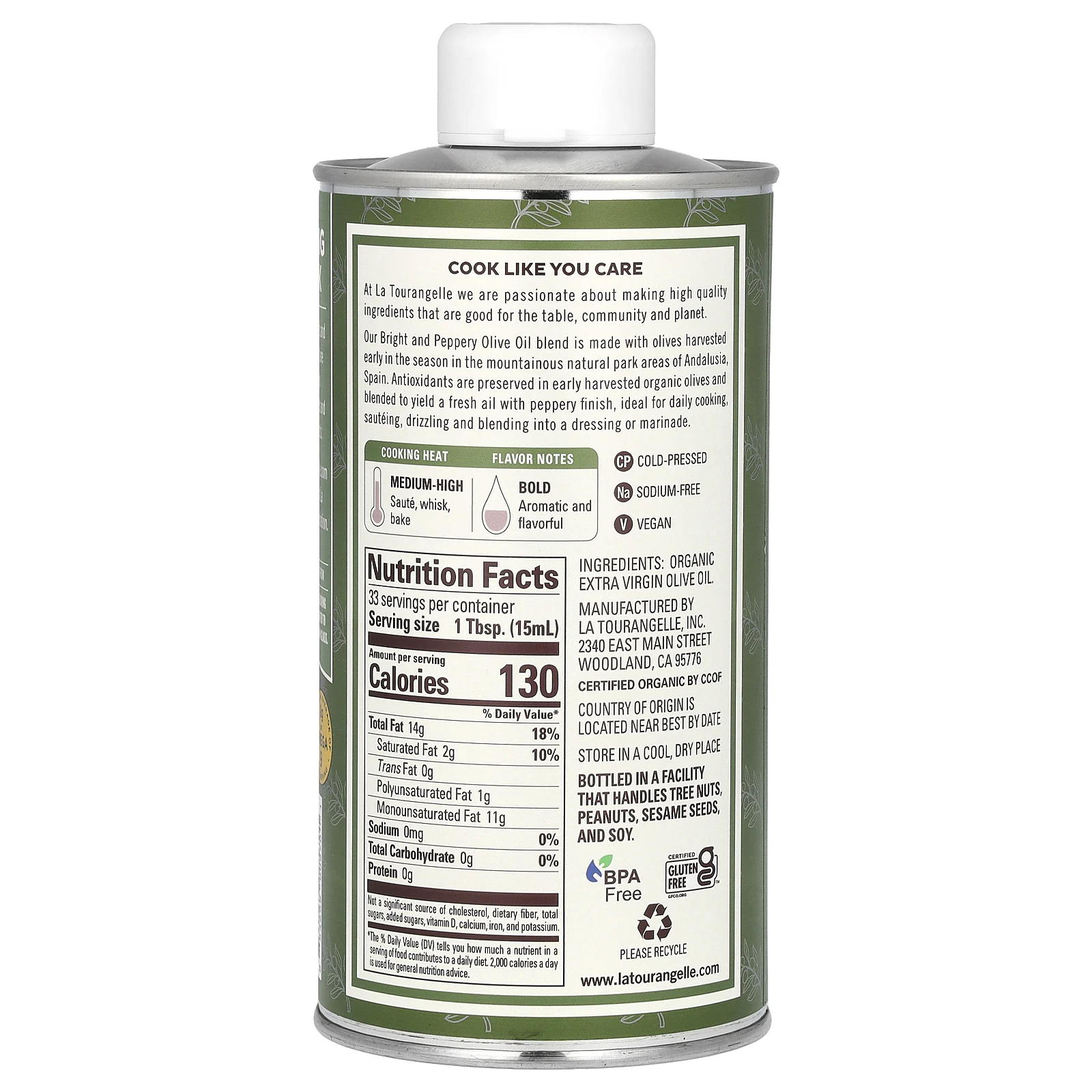 La Tourangelle, органическое нерафинированное оливковое масло высшего качества, 500 мл (16,9 жидк. унции)