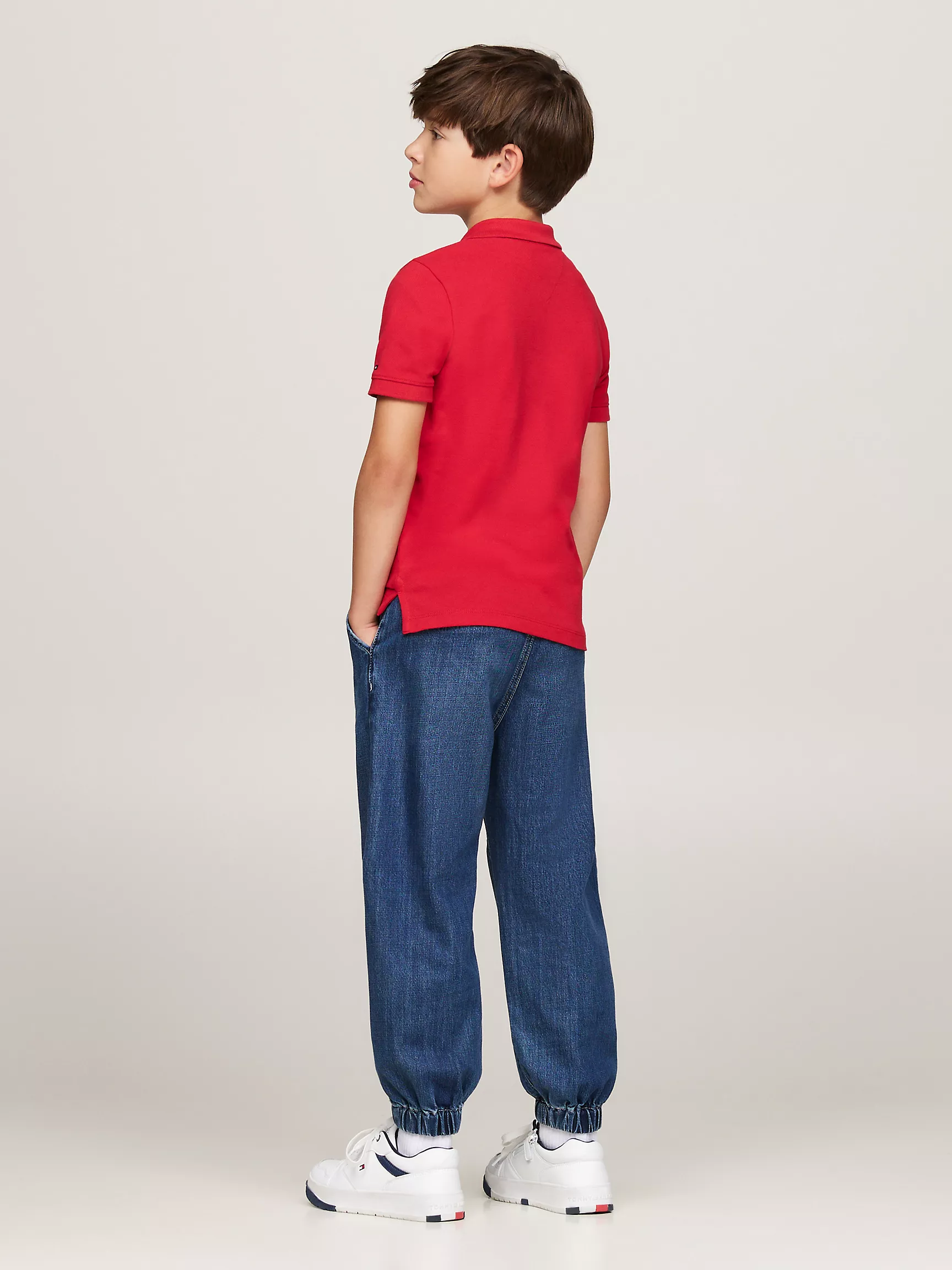 Рубашка-поло для мальчиков Tommy Hilfiger, Детское поло из пике с морским логотипом в форме арки