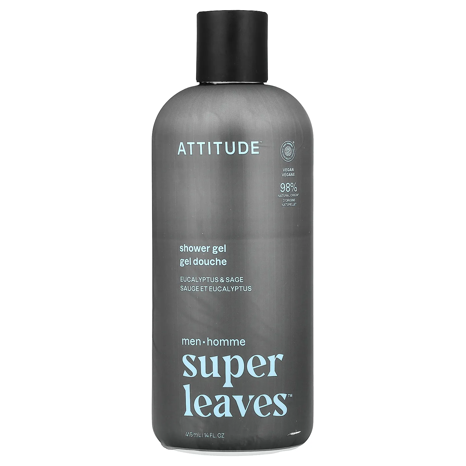 ATTITUDE, Super Leaves™, гель для душа, для мужчин, эвкалипт и шалфей, 415 мл (14 жидк. унций)