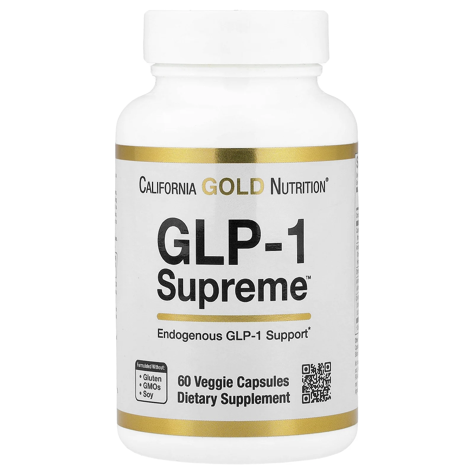 California Gold Nutrition, GLP-1 Supreme™, добавка с аккермансией, берберином, кверцетином и куркумином, 60 растительных капсул