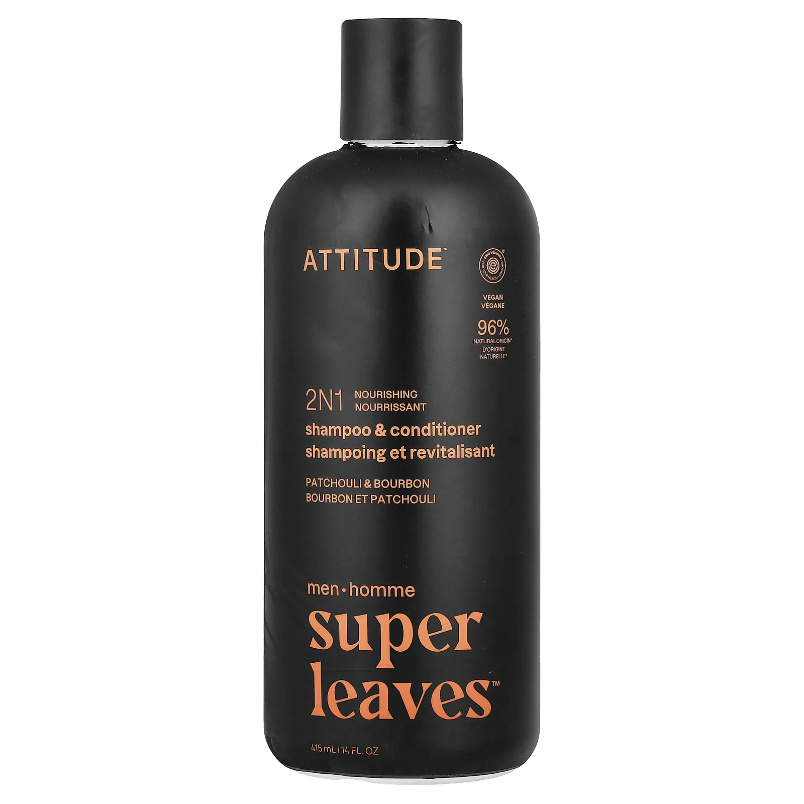 ATTITUDE, Super Leaves™, 2N1 питательный шампунь и кондиционер для мужчин, пачули и бурбон, 415 мл (14 жидк. унций)