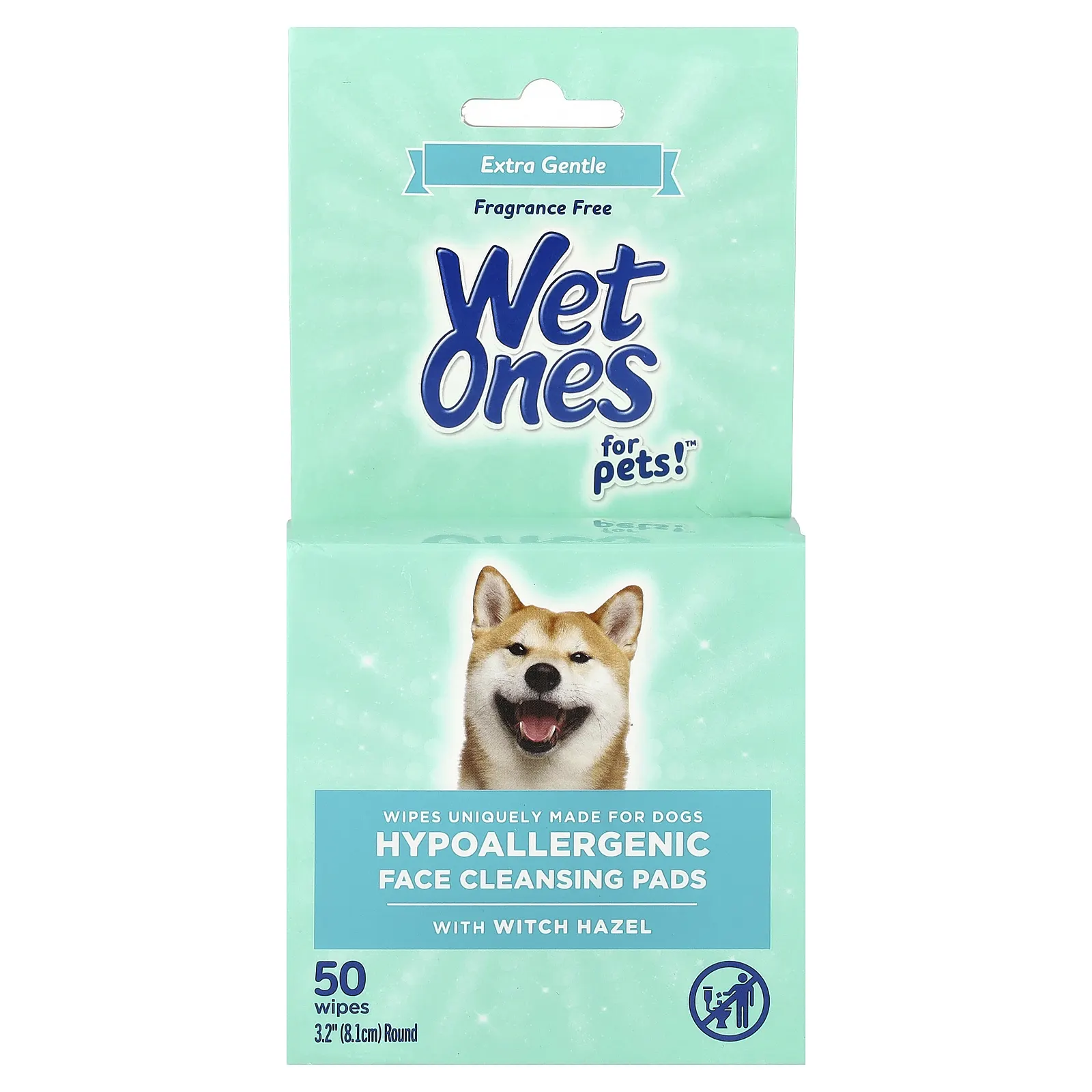 Wet Ones, For Pets!™, гипоаллергенные очищающие диски для лица с гамамелисом, для собак, без отдушки, 50 салфеток