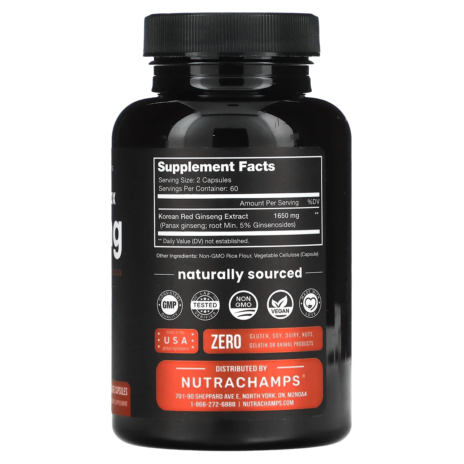 NutraChamps, корейский женьшень обыкновенный, 1650 мг, 120 растительных капсул (825 мг в 1 капсуле)