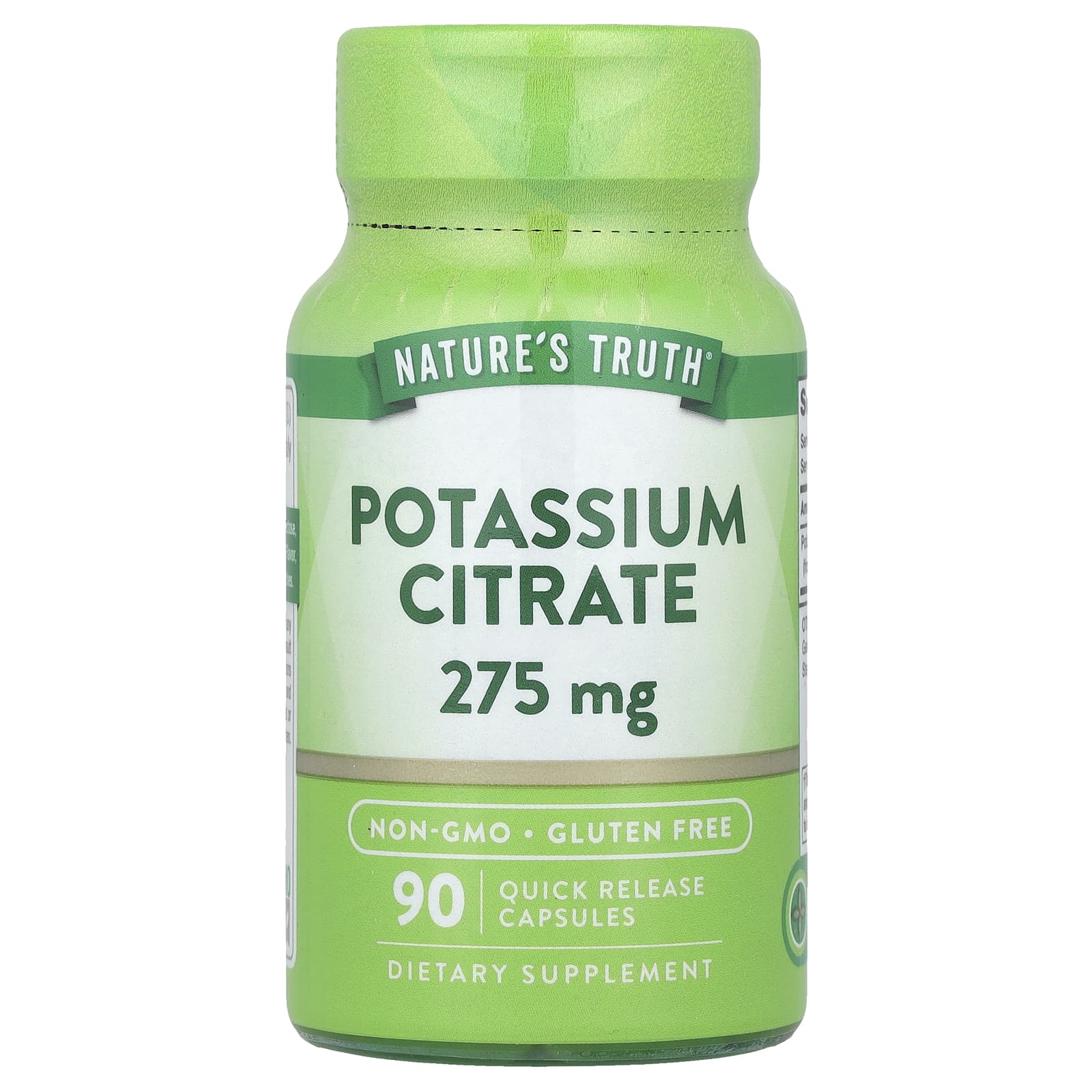 Nature's Truth, Цитрат калия, 275 мг, 90 капсул с быстрым высвобождением