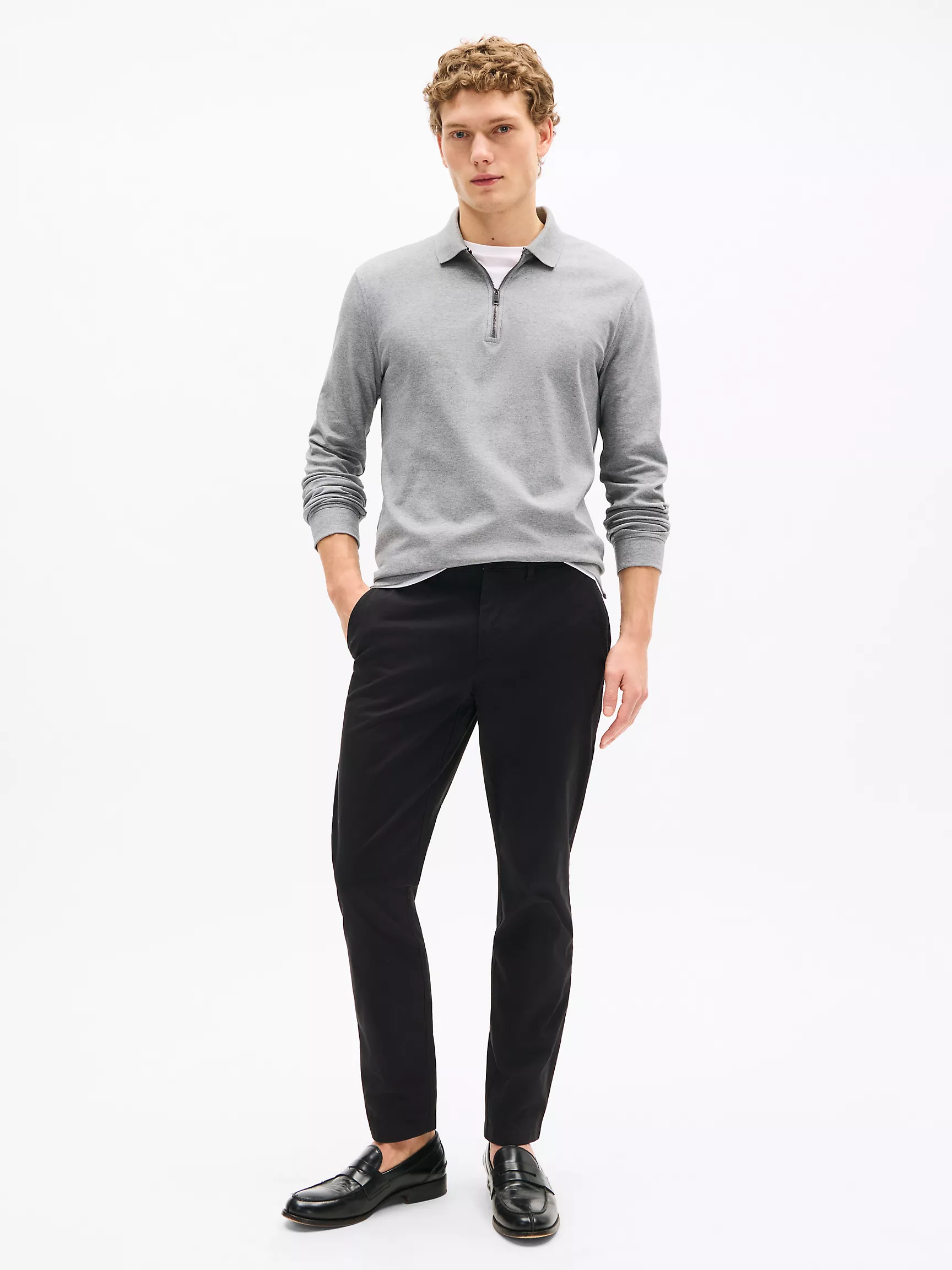 Мужское поло Tommy Hilfiger, Поло стандартного кроя с длинными рукавами и молнией