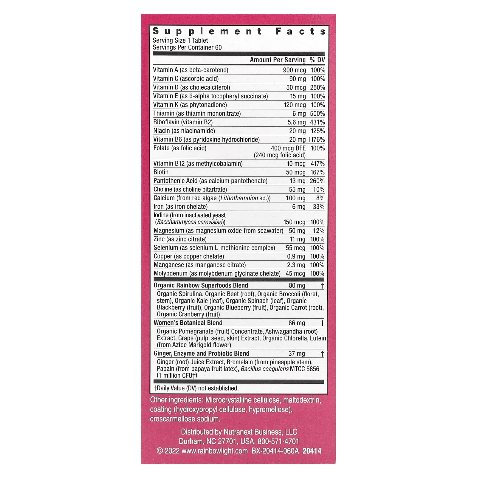 Rainbow Light, Women's One, мультивитамины, 60 таблеток