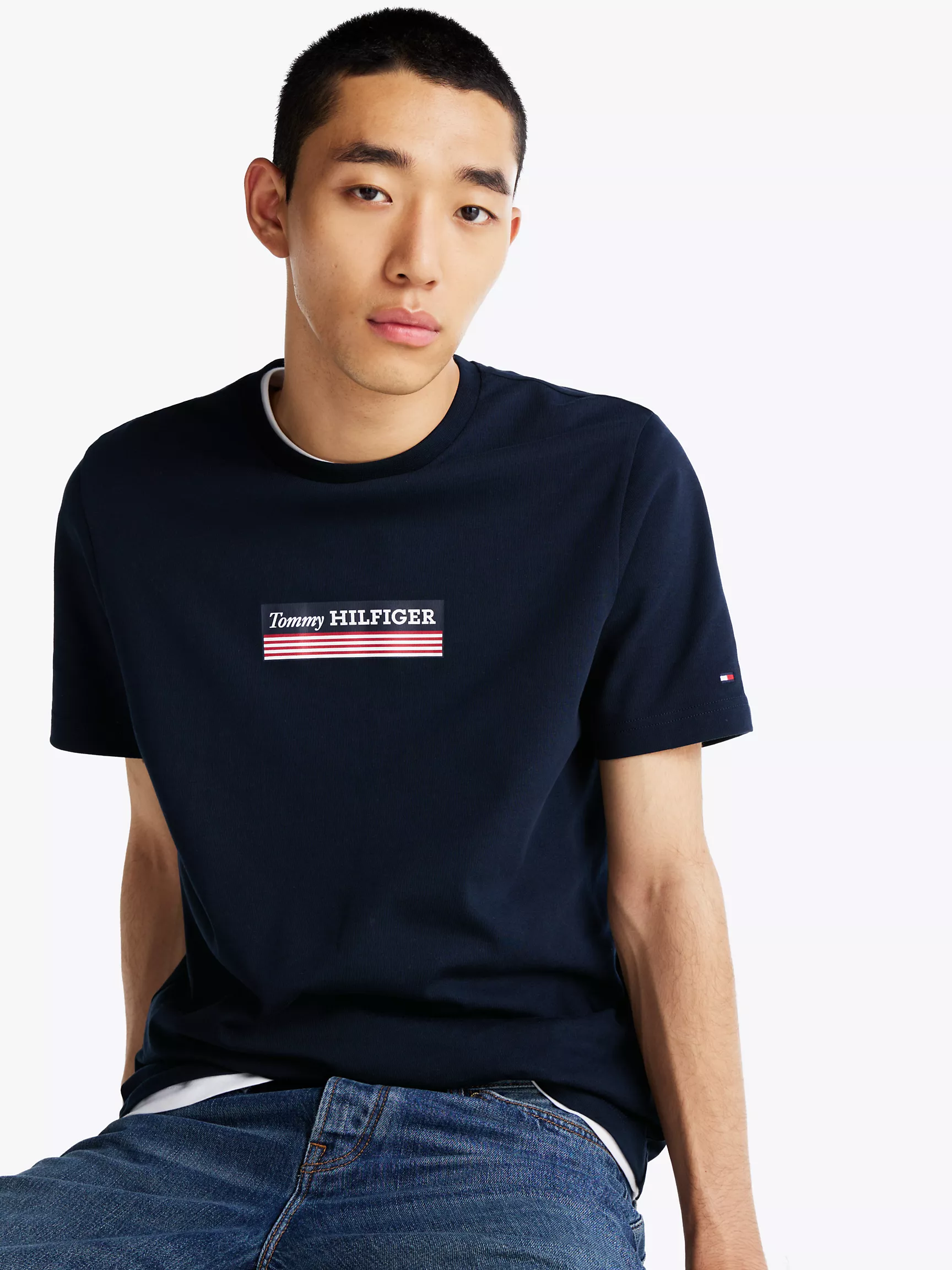 Мужская футболка Tommy Hilfiger, Футболка с логотипом в виде коробки Hilfiger