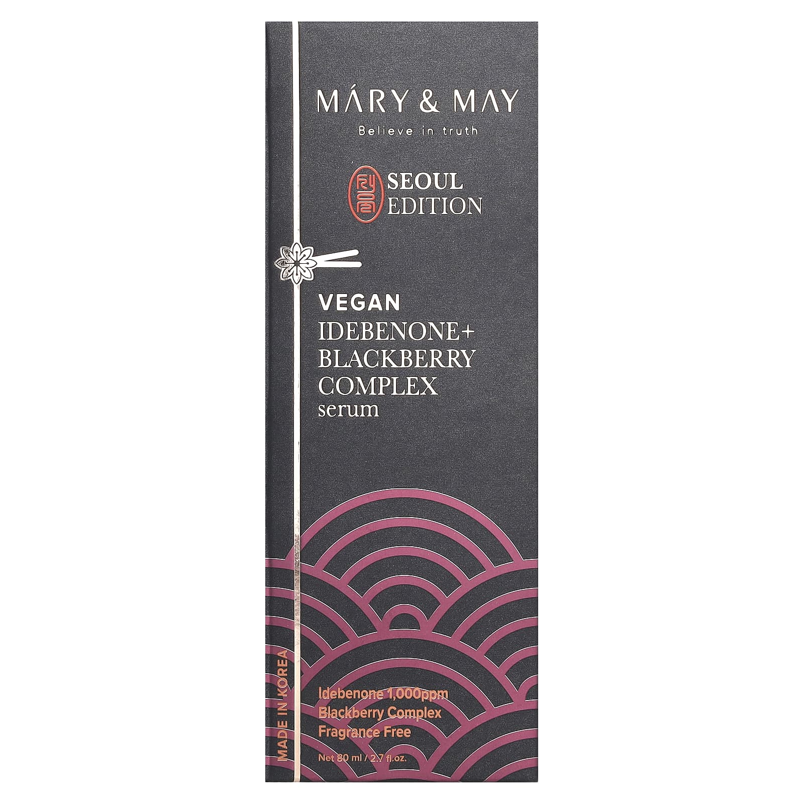 Mary & May, Seoul Edition, комплексная сыворотка с идебеноном и ежевикой, 80 мл (2,7 жидк. Унции)