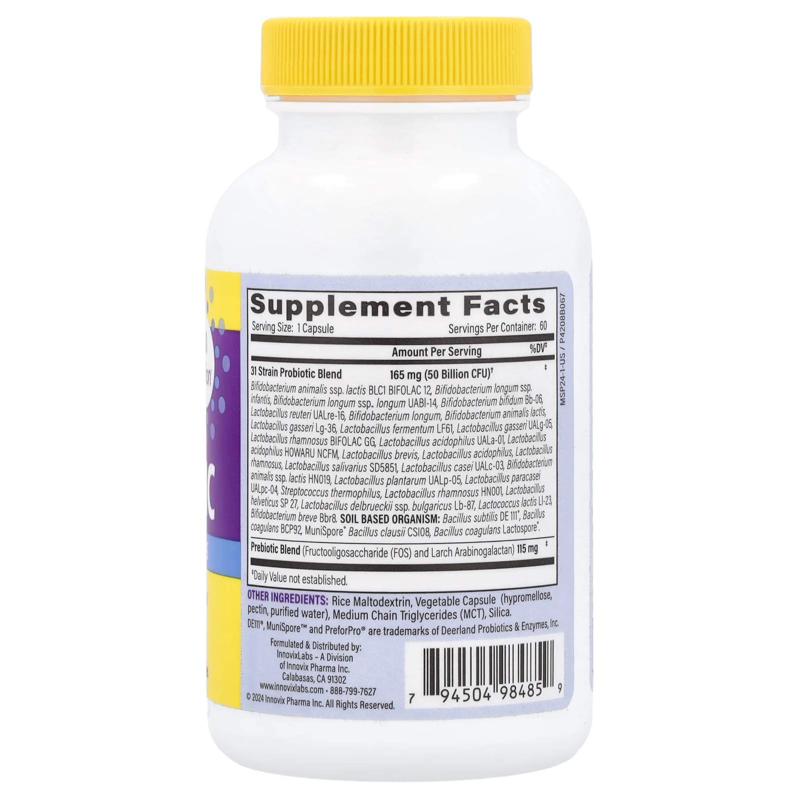 InnovixLabs, мультиштаммовый пробиотик, 50 млрд, 60 капсул