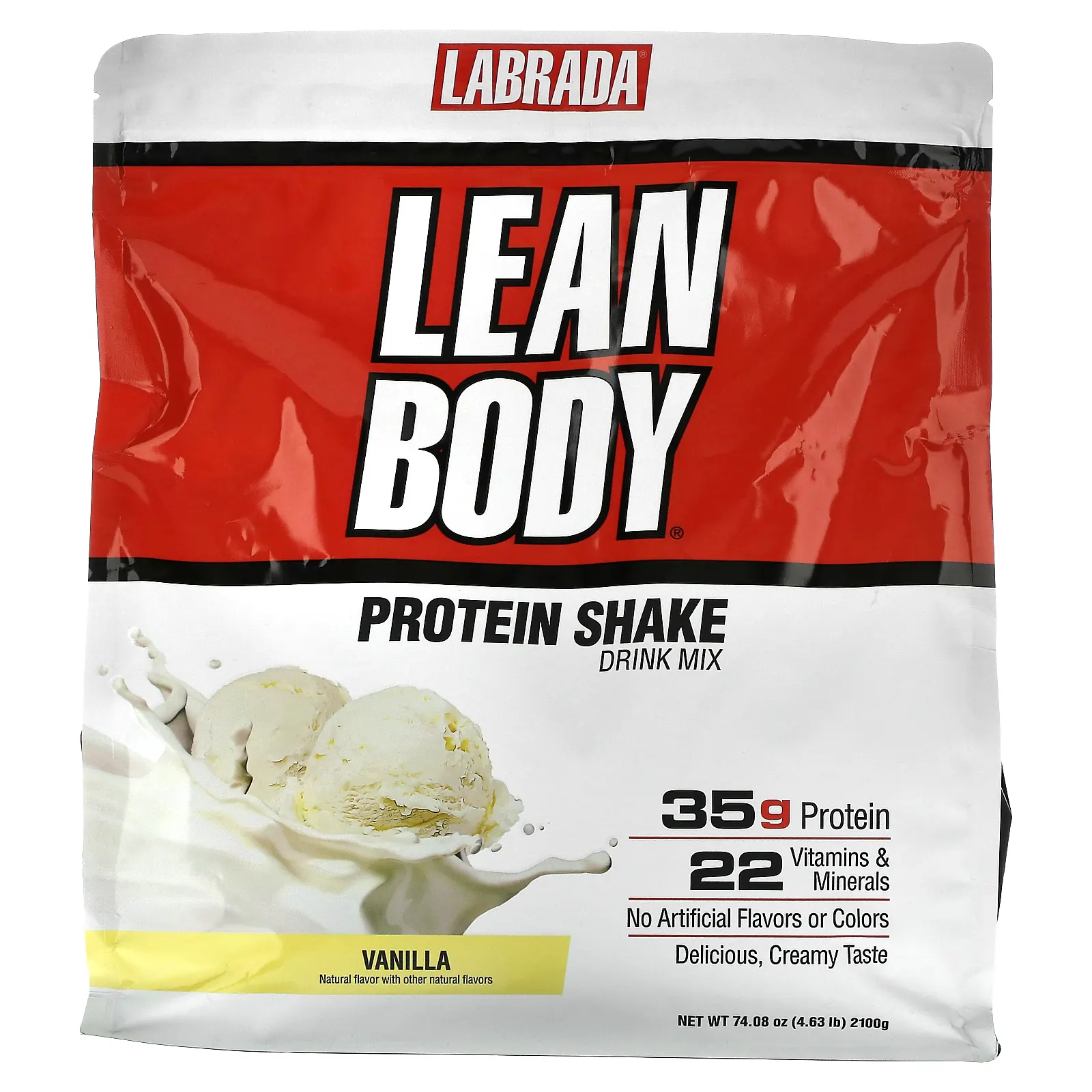 Labrada Nutrition, Lean Body, протеиновая смесь для приготовления коктейля, ваниль, 2100 г (4,63 фунта)