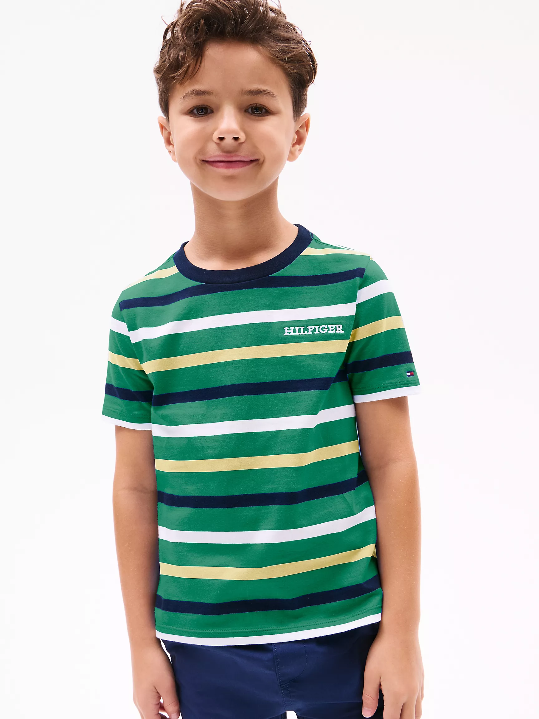 Футболка Tommy Hilfiger для мальчиков, Детская полосатая футболка с монограммным логотипом