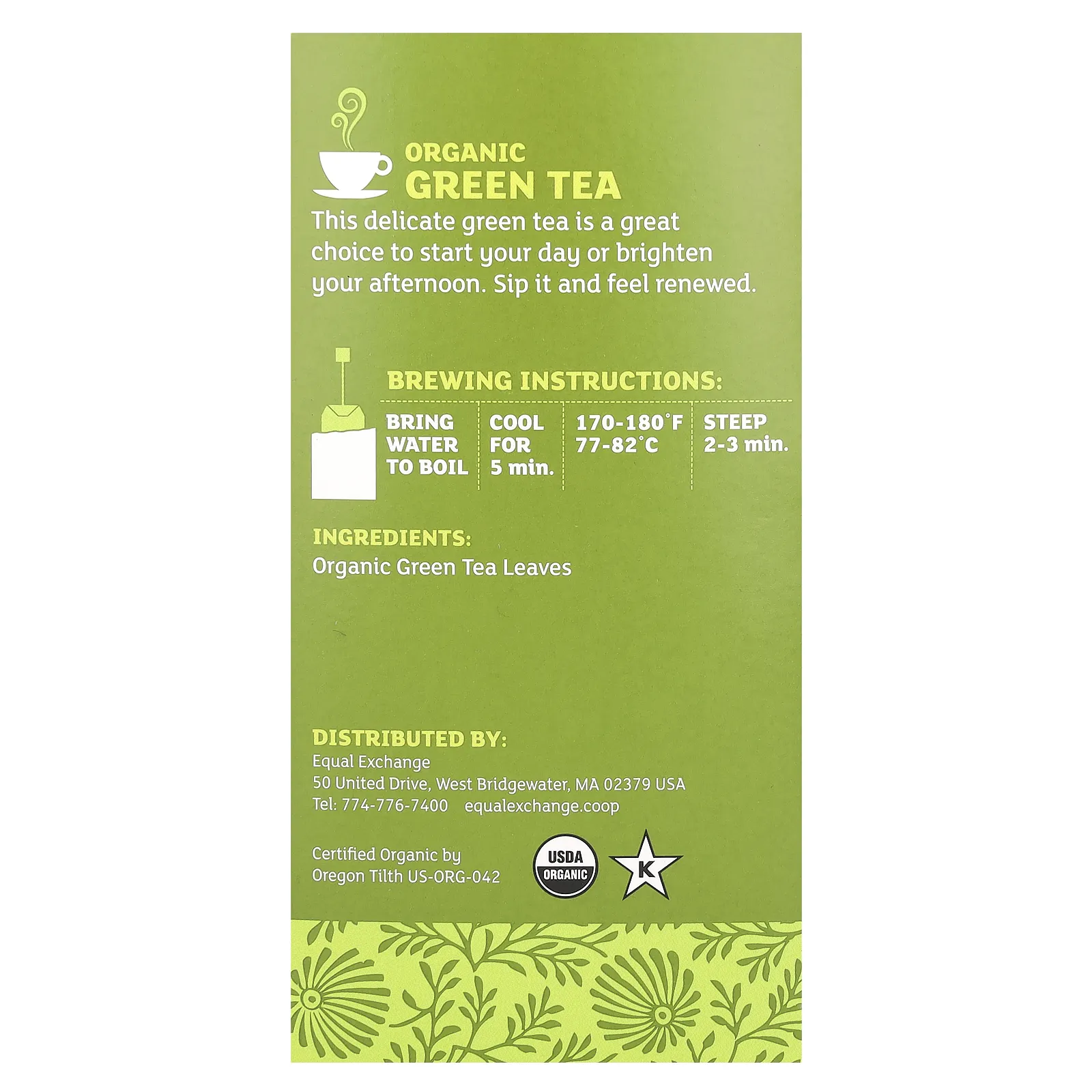 Equal Exchange, Органический зеленый чай, 20 чайных пакетиков, 40 г (1,41 унции)