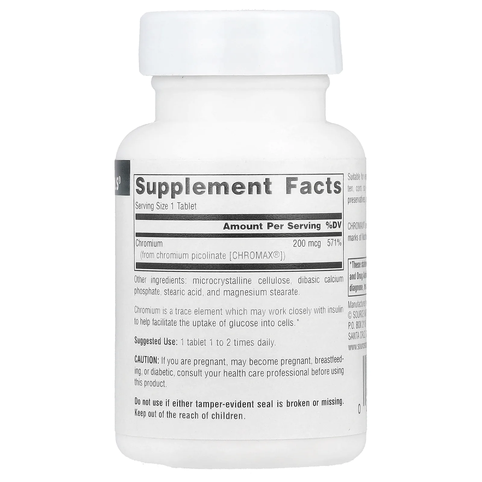 Source Naturals, Пиколинат хрома, 200 мкг, 120 таблеток