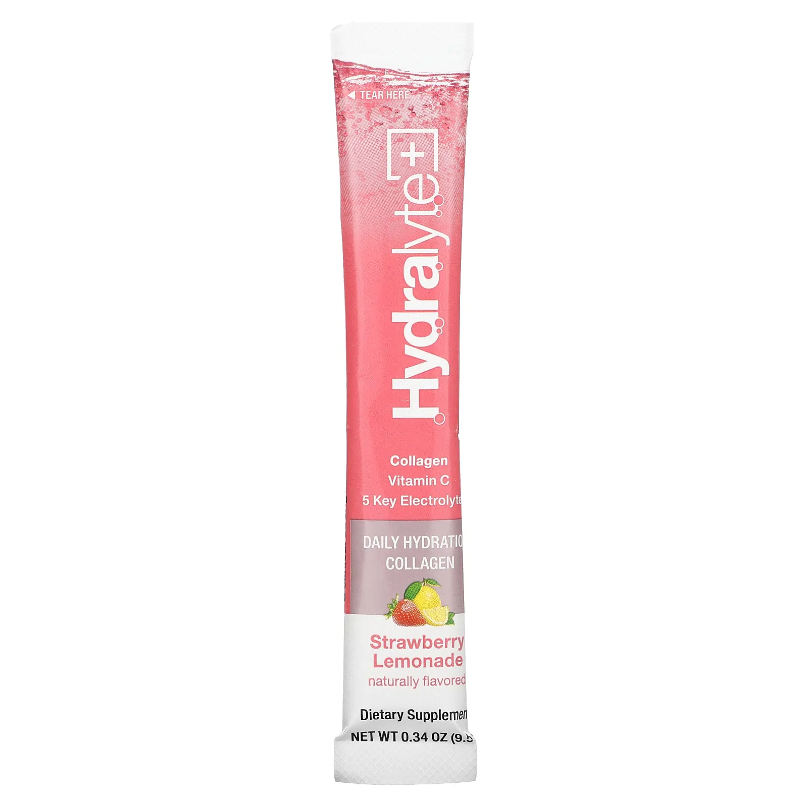 Hydralyte, Advanced Hydration, Verisol Collagen, клубничный лимонад, 12 пакетиков с порошком по 9,5 г (0,34 унции)