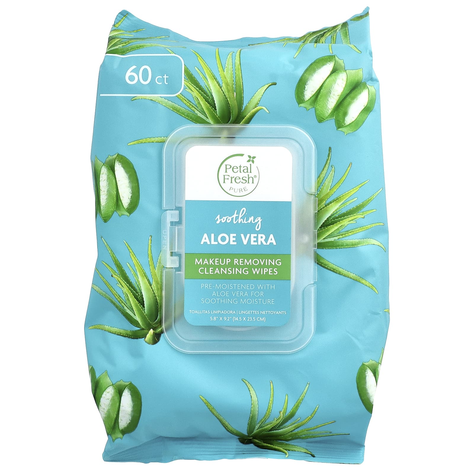 Petal Fresh, очищающие салфетки для снятия макияжа, успокаивающее алоэ вера, 60 салфеток