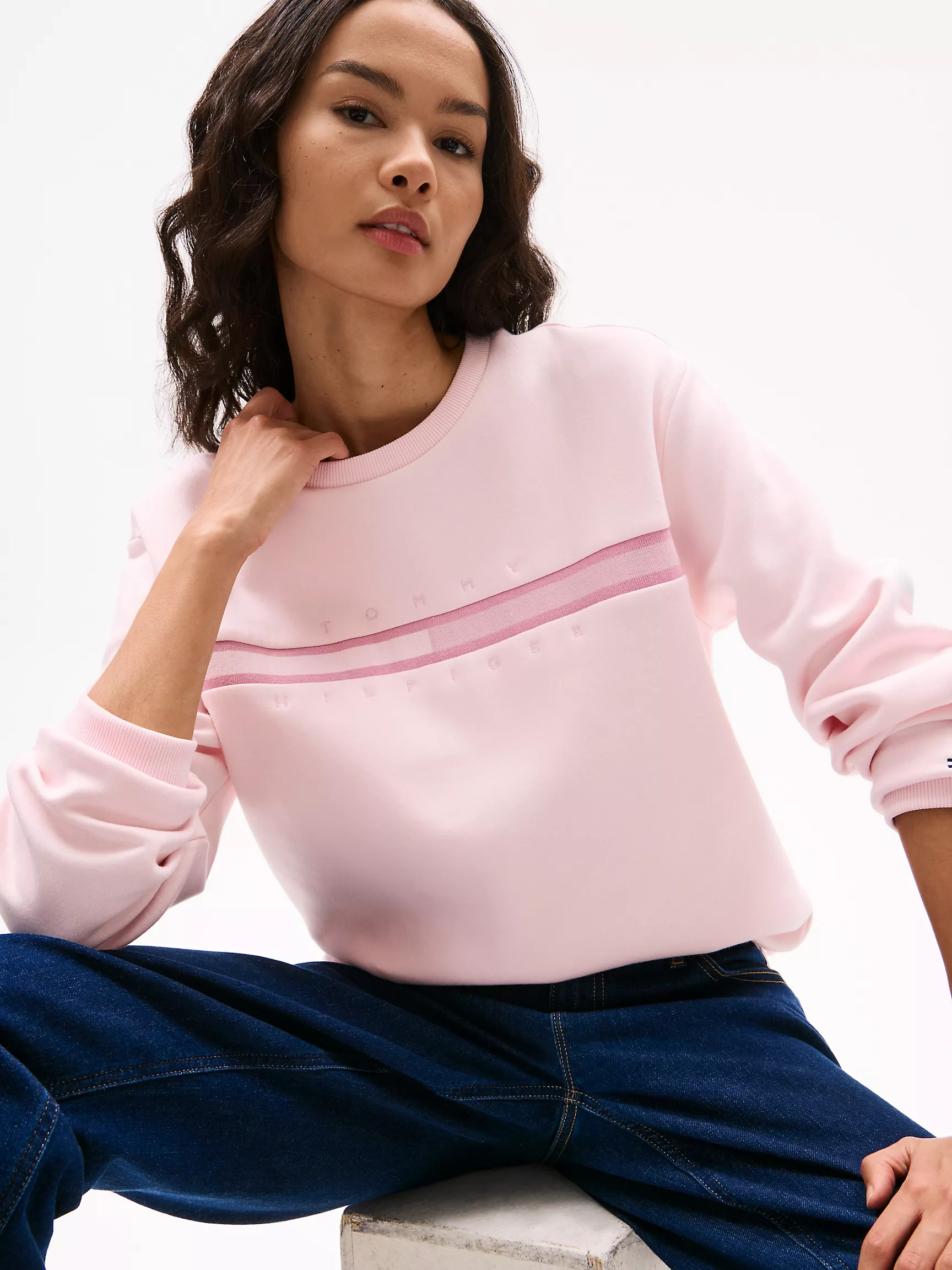 Женская толстовка Tommy Hilfiger, Свитшот с круглым вырезом и логотипом флага