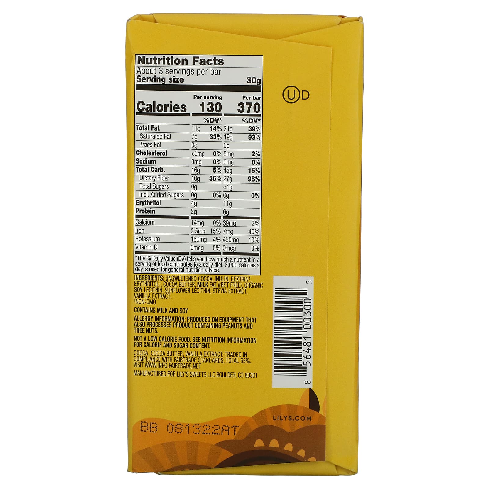 Lily's Sweets, Плитка темного шоколада, оригинальный, 55% какао, 85 г (3 унции)