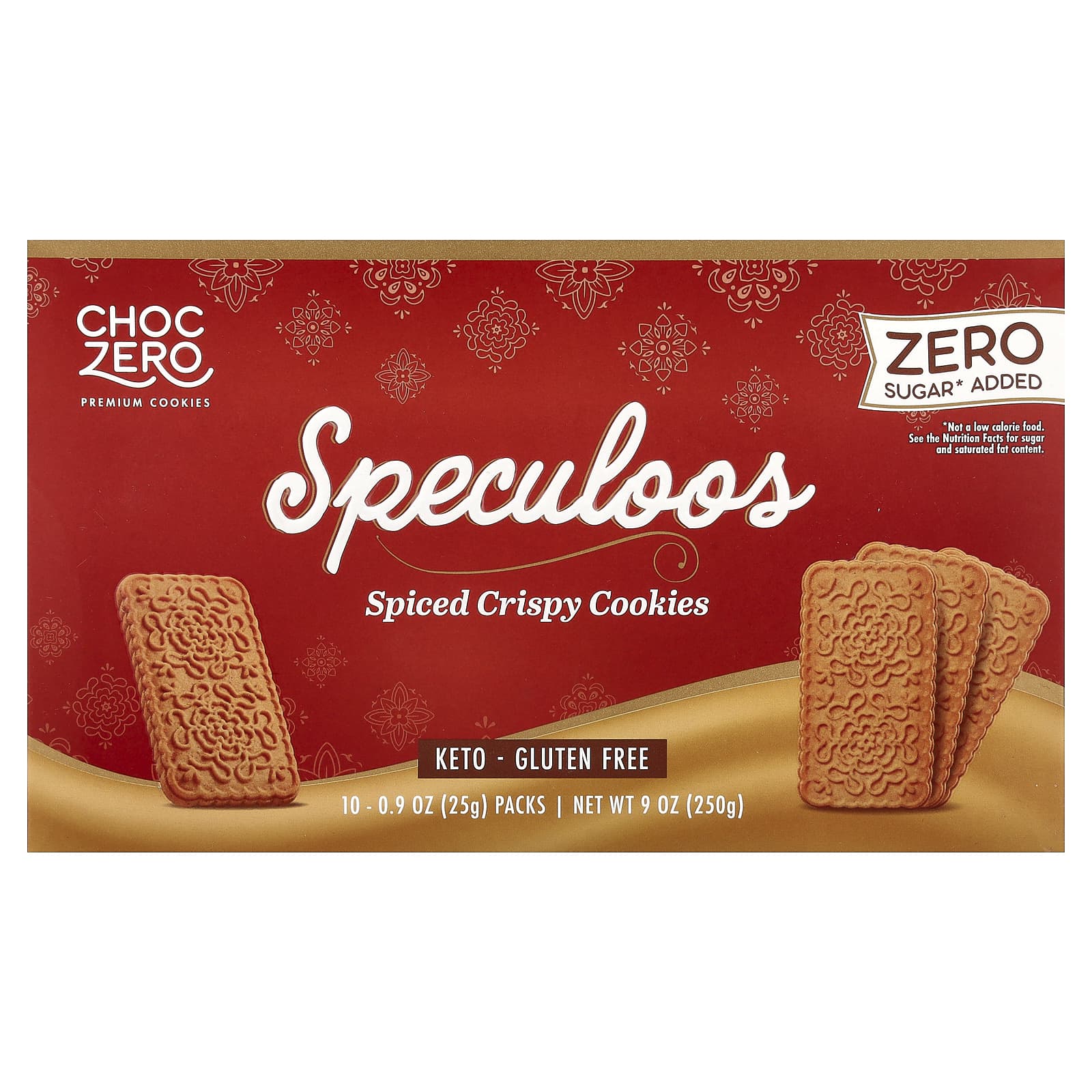 ChocZero, Премиальное печенье, Speculoos, хрустящее печенье со специями, 10 пакетиков по 25 г (0,9 унции)