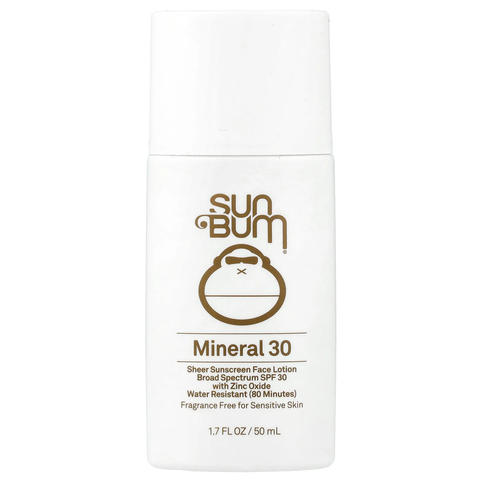 Sun Bum, Mineral, прозрачный солнцезащитный лосьон для лица, SPF 30, без отдушки, 50 мл (1,7 жидк. унции)