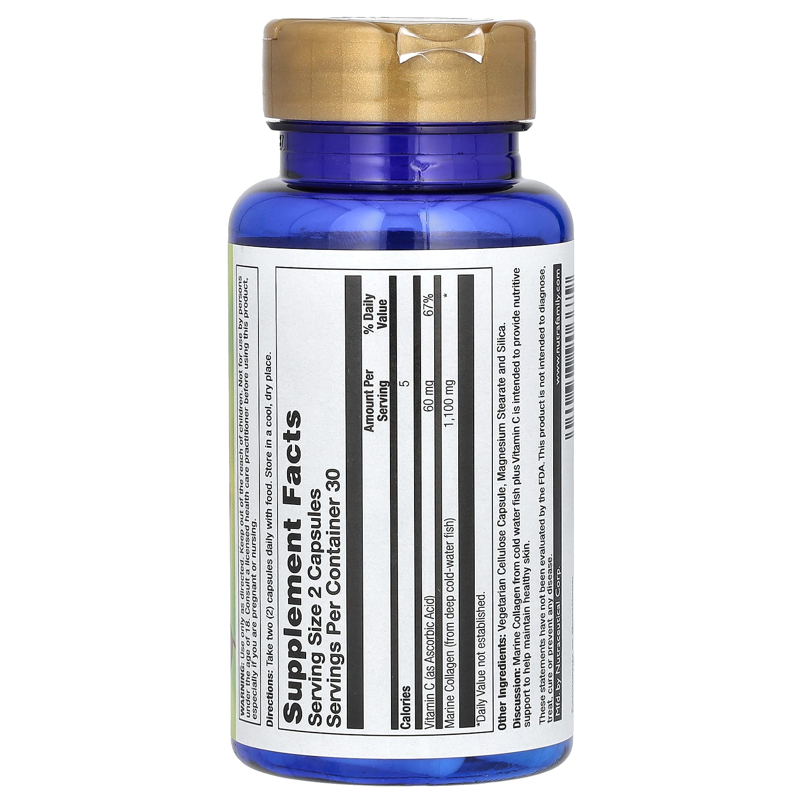 Nature's Life, морской коллаген, 60 капсул