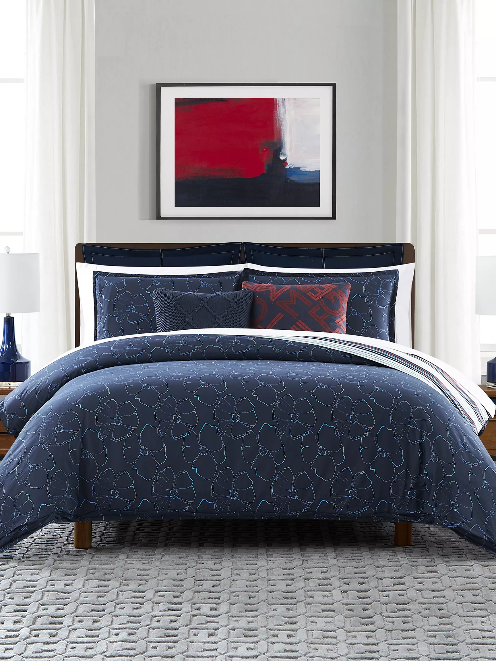 Одеяло Томми Хилфигер, Комплект постельного белья с цветочным принтом