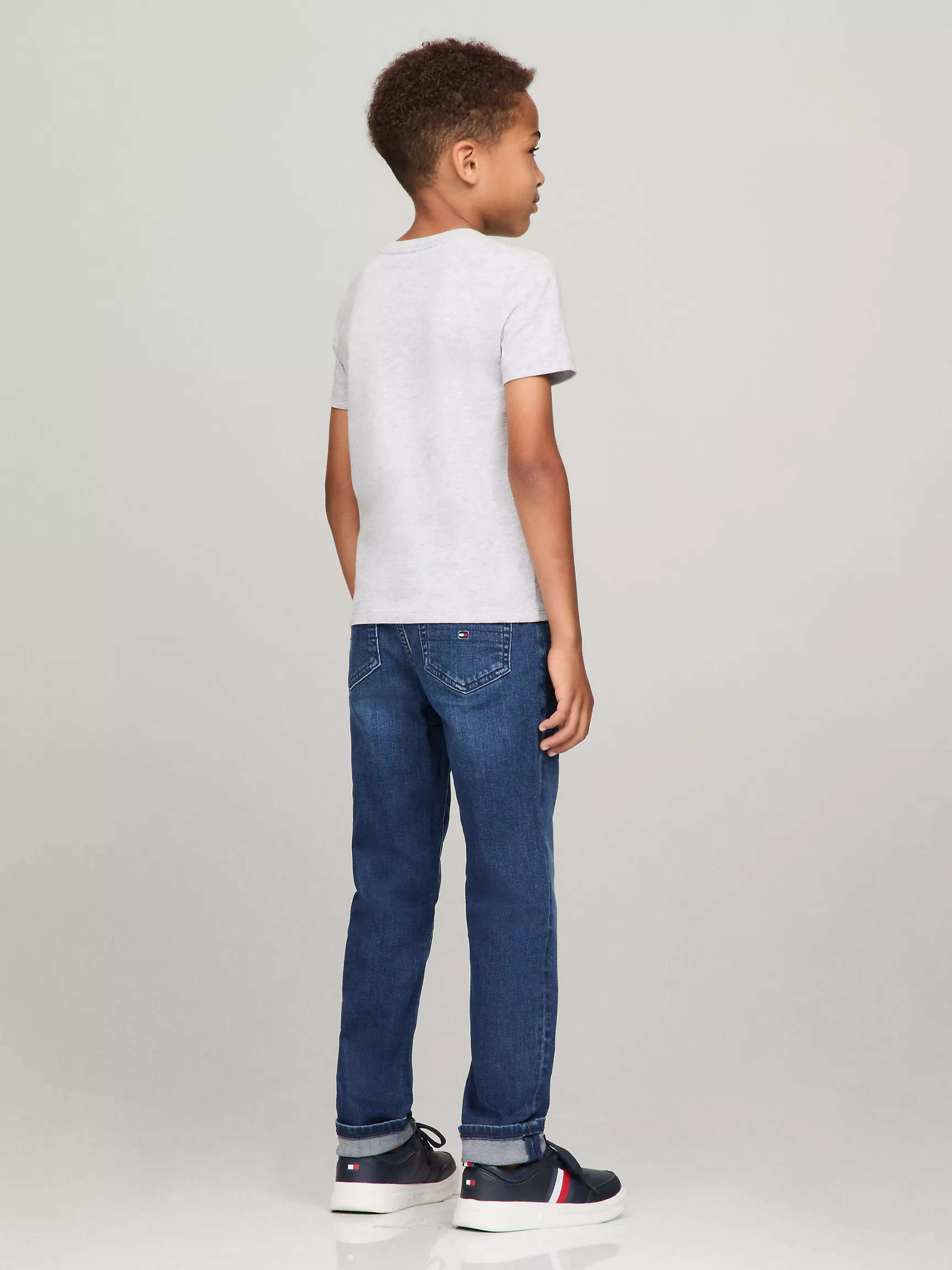 Футболка Tommy Hilfiger для мальчиков и девочек, Детская однотонная футболка с круглым вырезом