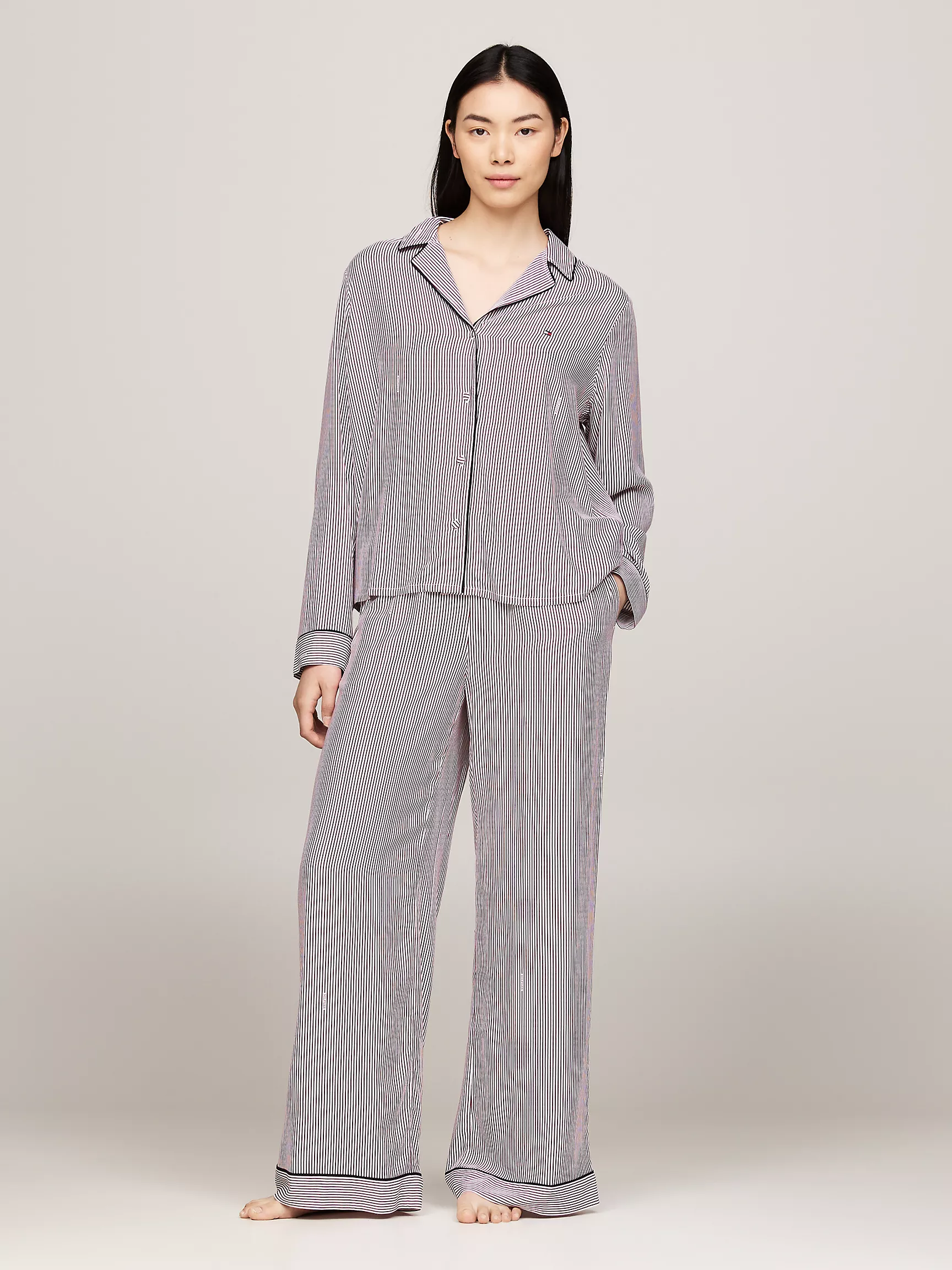 Женская одежда для сна Tommy Hilfiger, Полосатая вискозная пижамная рубашка