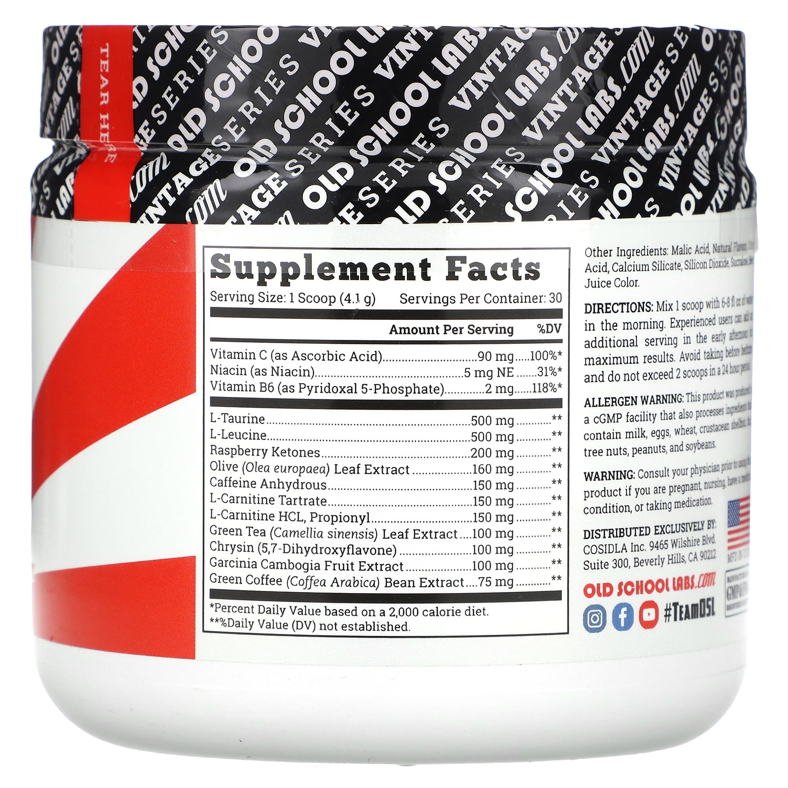 Old School Labs, Vintage Burn, средство для сжигания жира с сохранением мышц, клубника и киви, 125 г (4,4 унции)