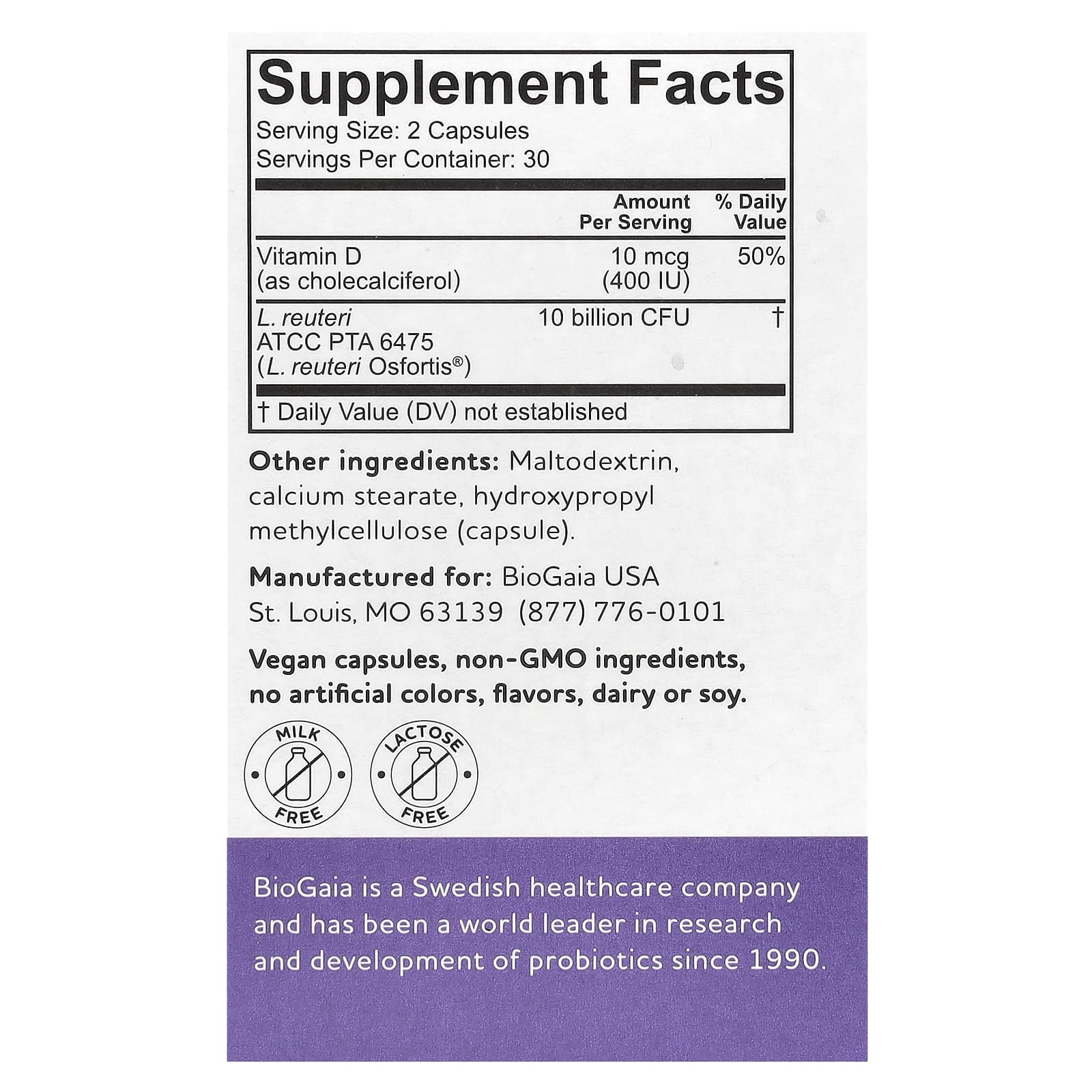 BioGaia, Osfortis с витамином D, 60 капсул