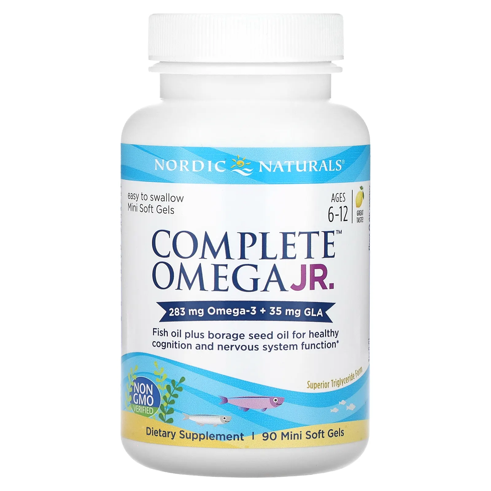 Nordic Naturals, Complete Omega, омега для детей от 6 до 12 лет, со вкусом лимона, 90 мини-капсул