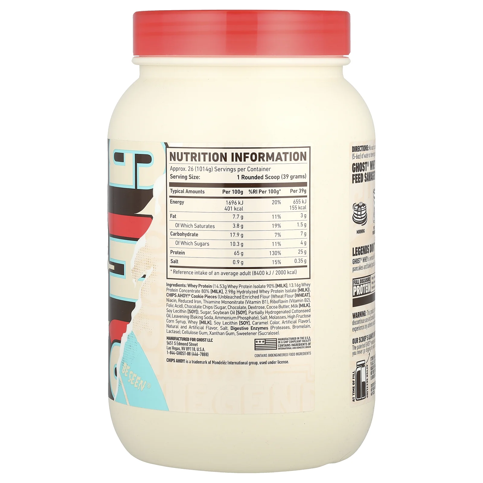Ghost, Сывороточный протеин, шоколадное печенье, 1014 г (2,2 фунта)