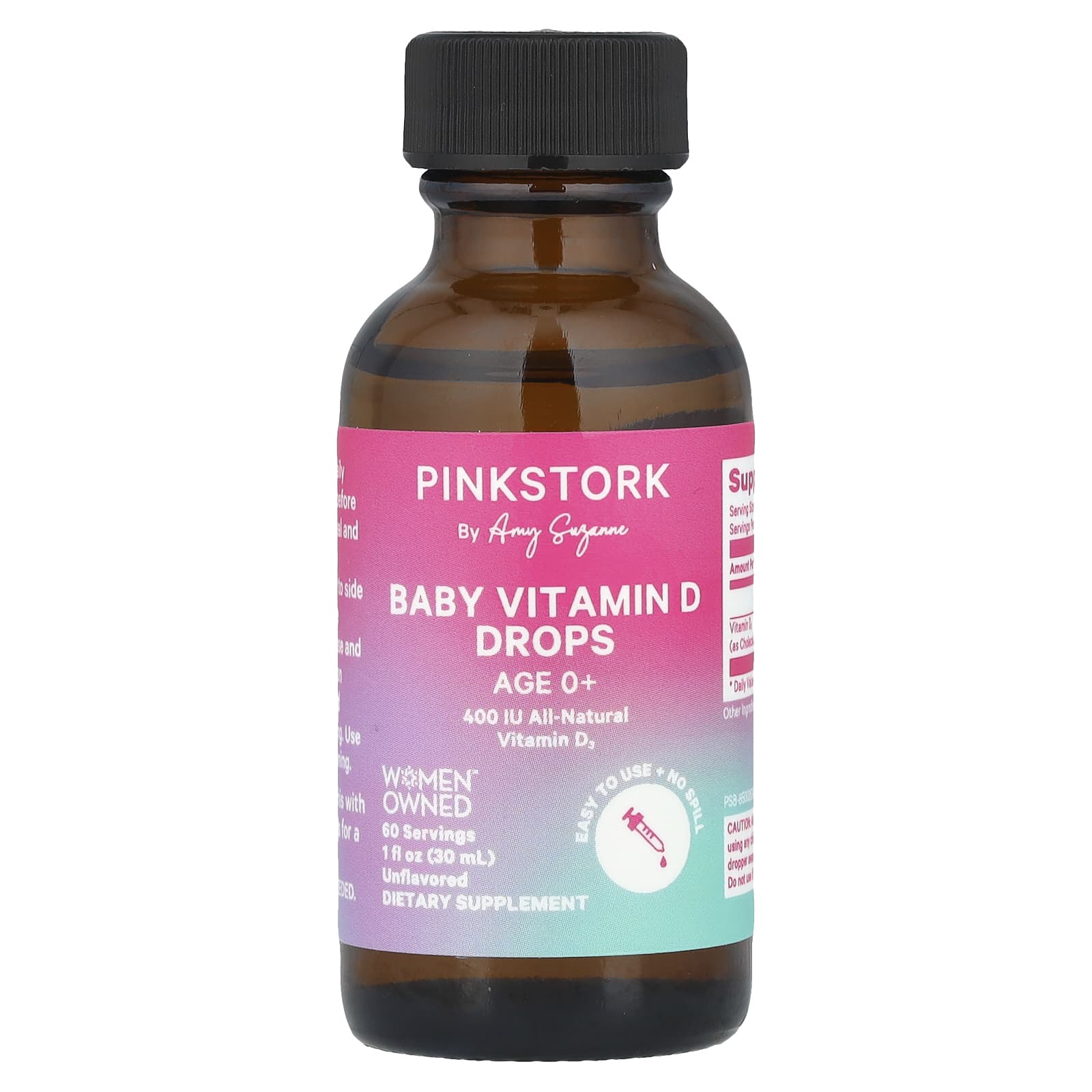 Pink Stork, Витамин D для детей, для детей от 0 лет, без добавок, 30 мл (1 жидк. Унция)