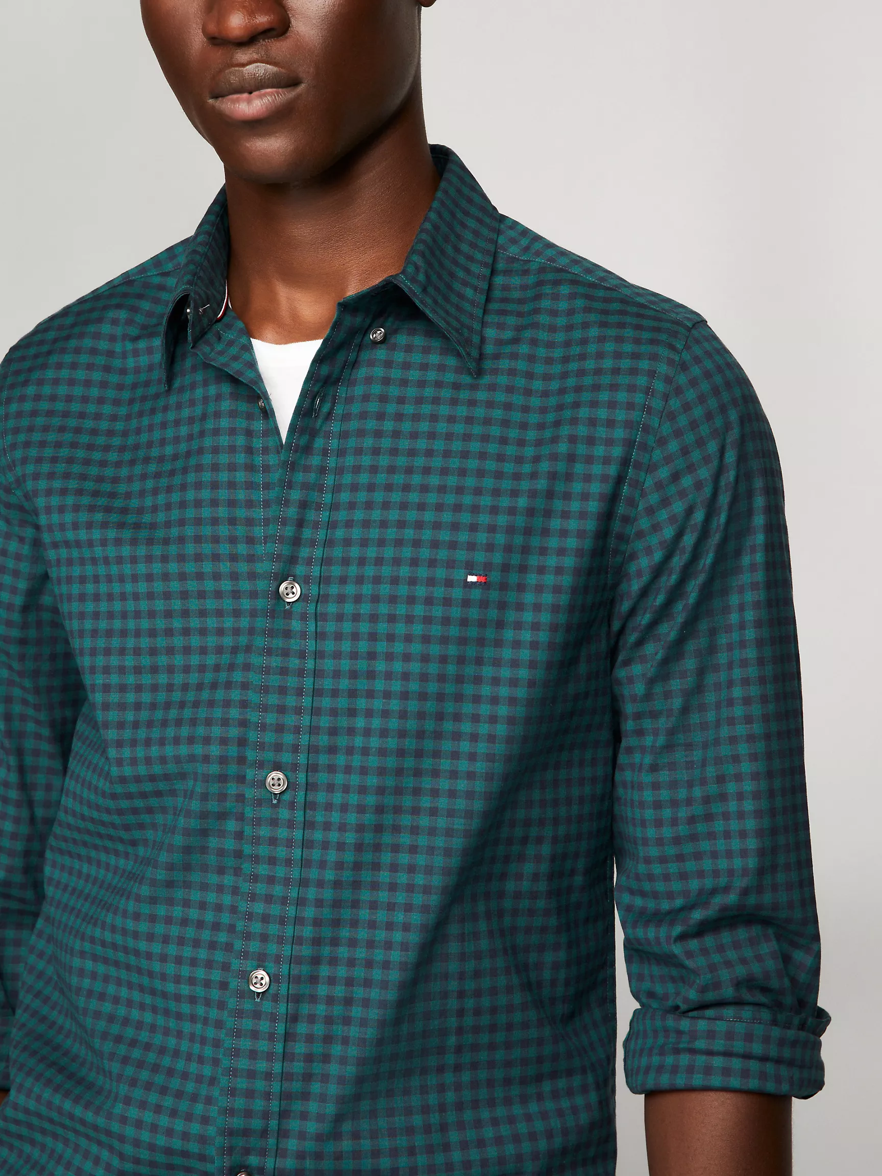 Мужская рубашка Tommy Hilfiger, Приталенная рубашка из поплина в клетку гингем