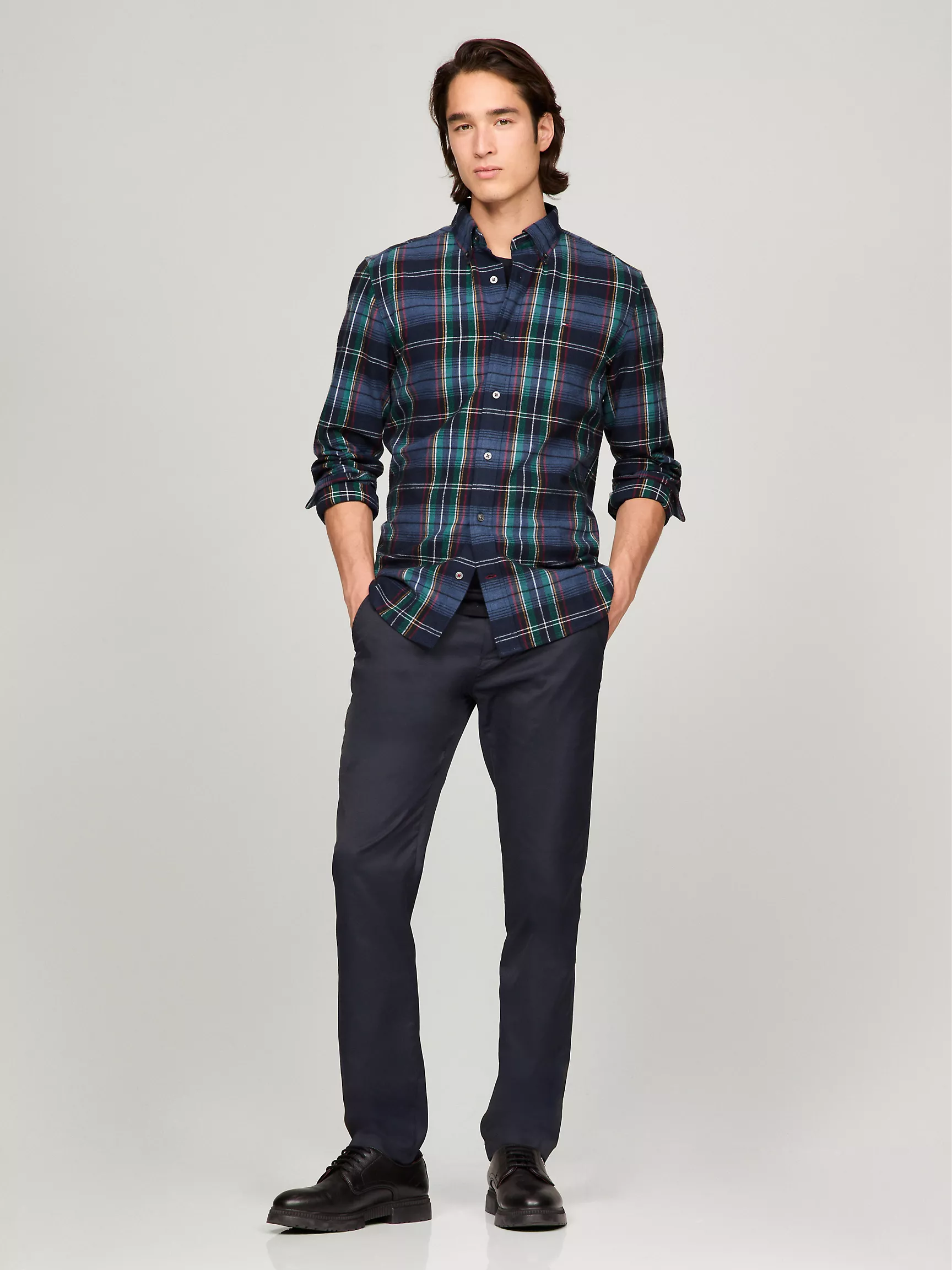 Мужская рубашка Tommy Hilfiger, Фланелевая рубашка стандартного кроя в темную клетку