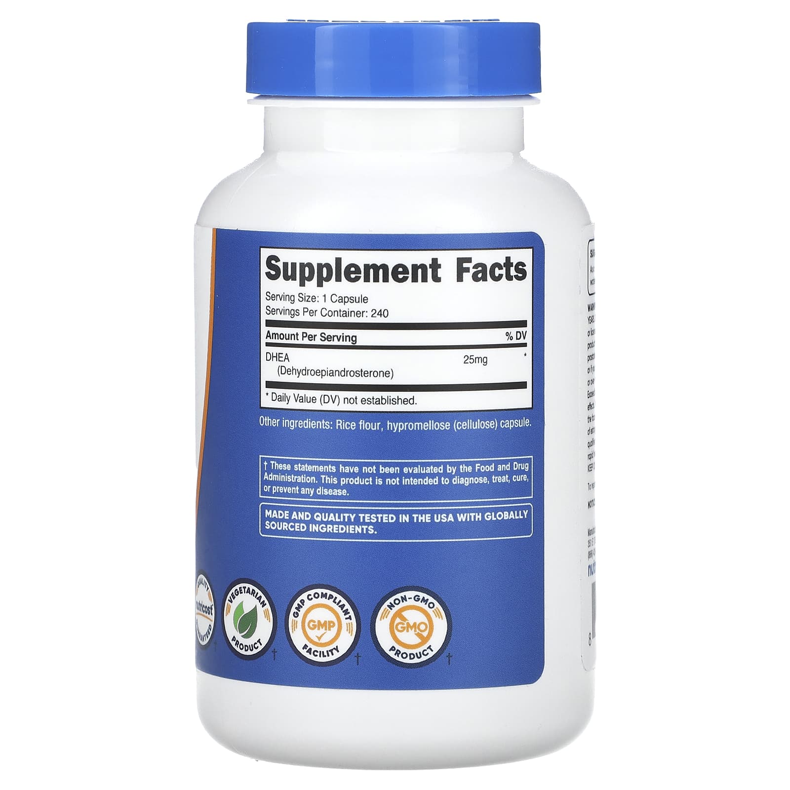 Nutricost, ДГЭА, 25 мг, 240 капсул