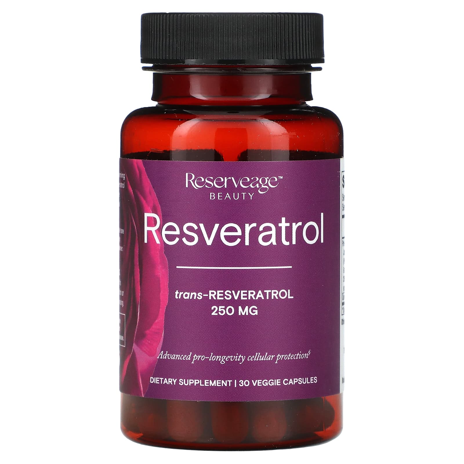 Reserveage Beauty, Ресвератрол, 250 мг, 30 растительных капсул