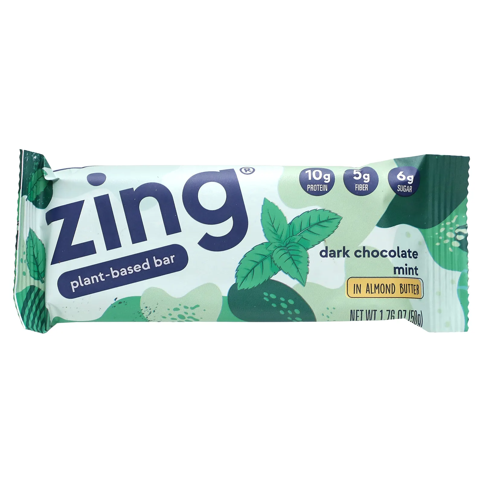 Zing Bars, растительный батончик, темный шоколад, мята и миндальная паста, 12 батончиков по 50 г (1,76 унции)