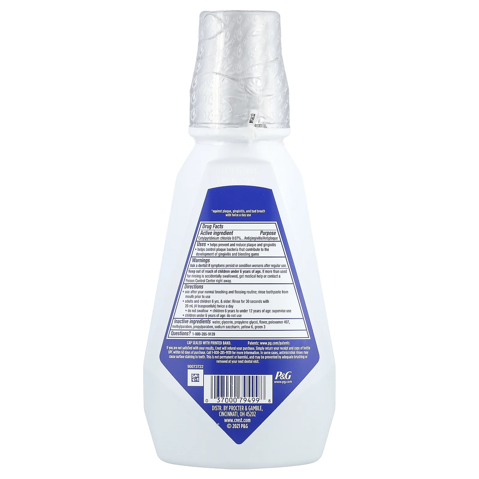 Crest, Pro-Health ™, жидкость для полоскания рта, без спирта, прохладная груша, 500 мл (16,9 жидк. Унции)