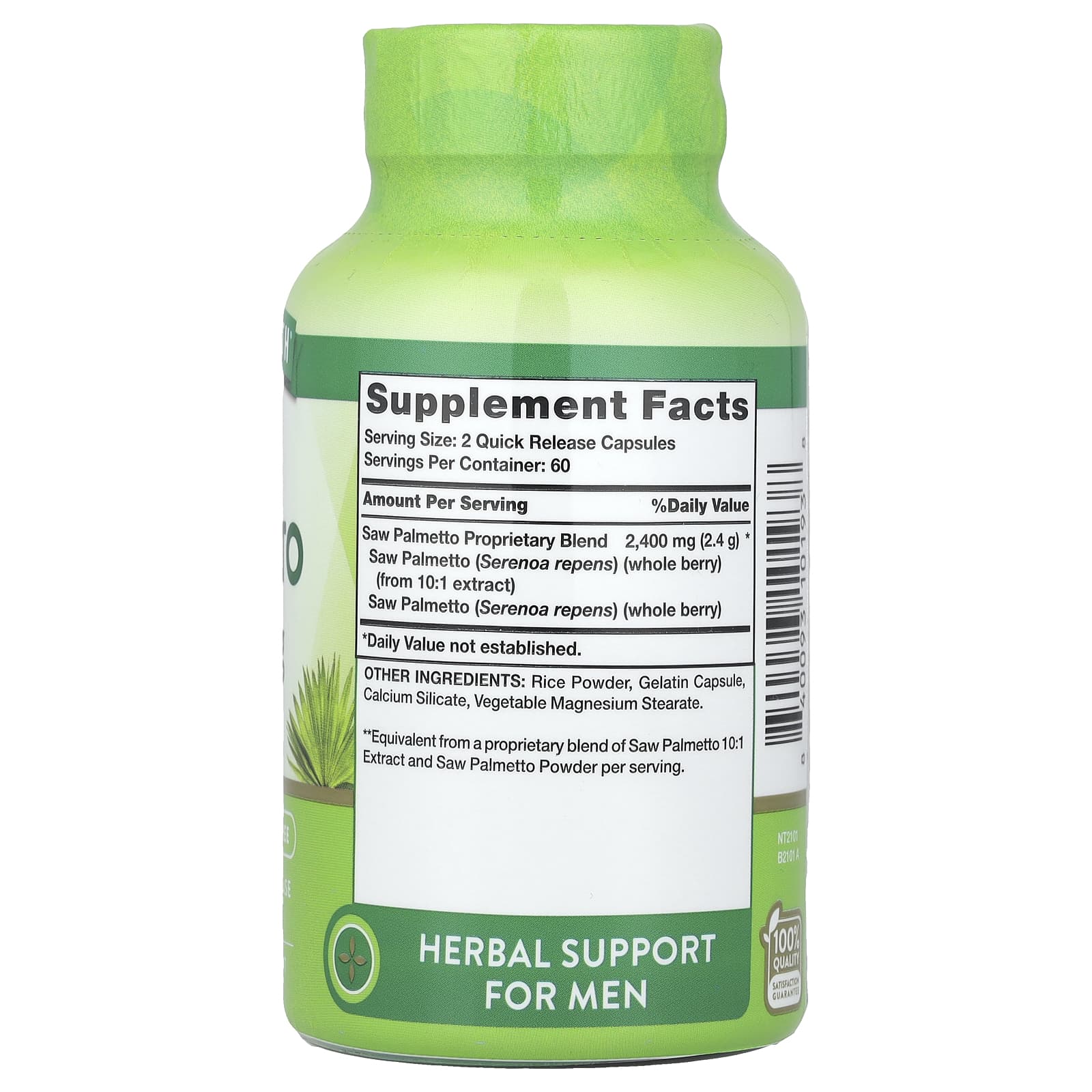 Nature's Truth, сереноя, 2400 мг, 120 капсул с быстрым высвобождением (1200 мг в 1 капсуле)