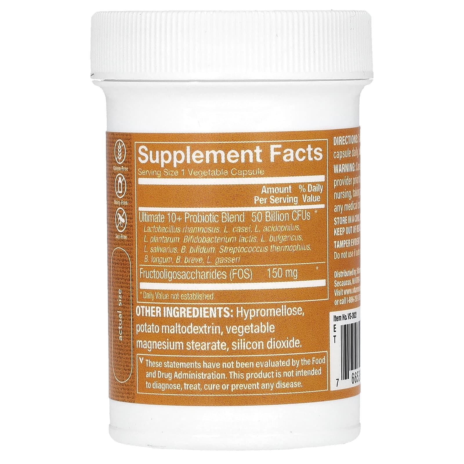 The Vitamin Shoppe, Ultimate 10+, пробиотики, 50 млрд, 30 растительных капсул