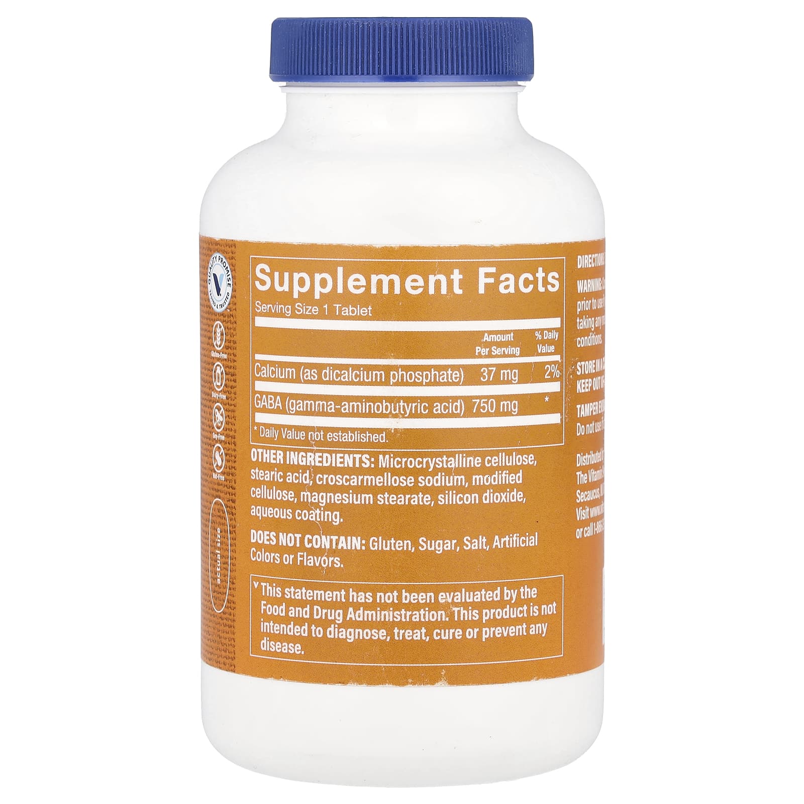 The Vitamin Shoppe, ГАМК, 750 мг, 180 таблеток