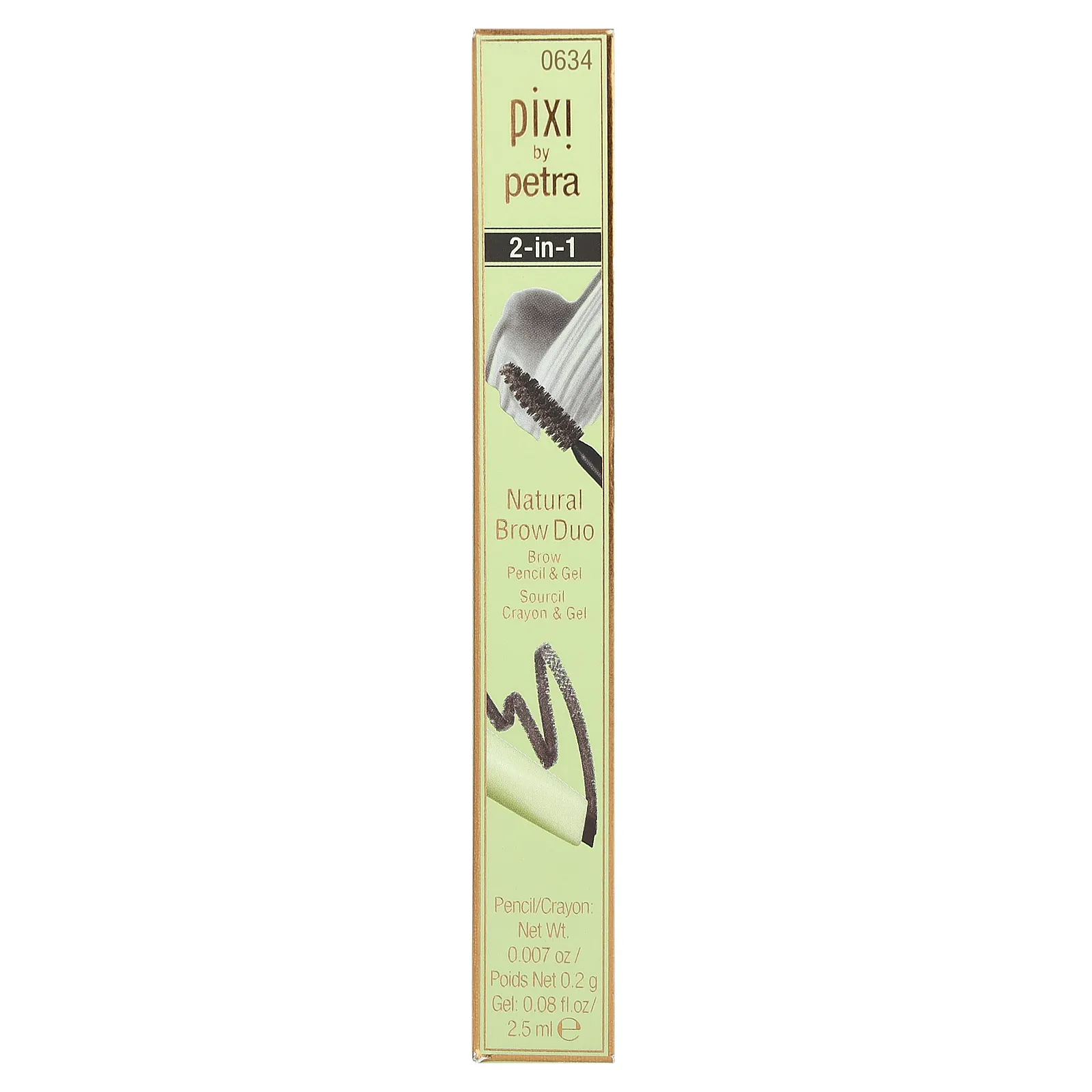 Pixi Beauty, 2-в-1 Natural Brow Duo, карандаш и гель для бровей, 0634 мягкий черный, 1 шт.