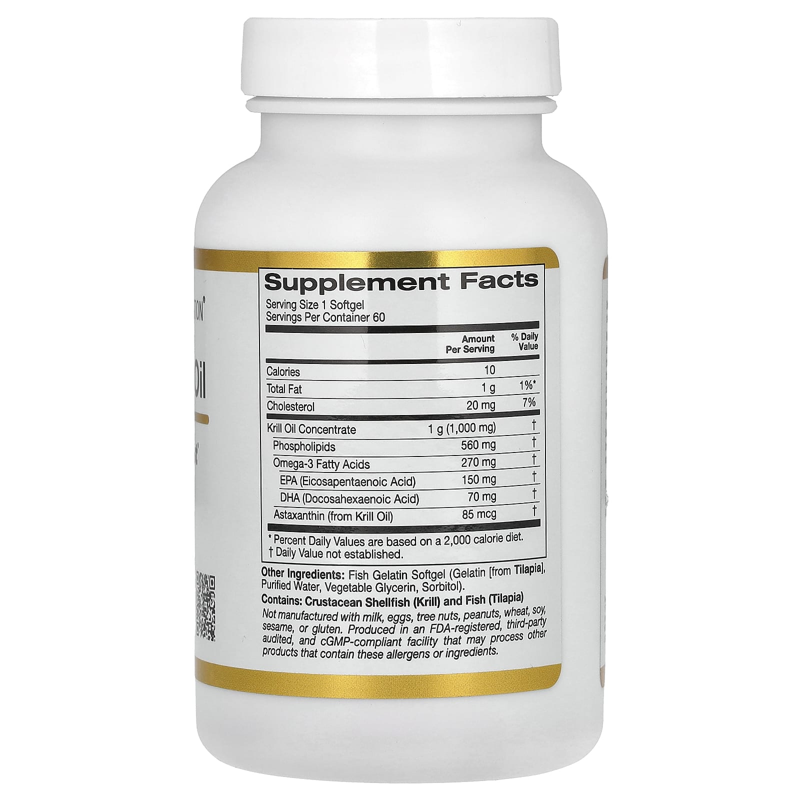 California Gold Nutrition, масло криля премиального качества с SUPERBABoost, 1000 мг, 60 капсул из рыбьего желатина