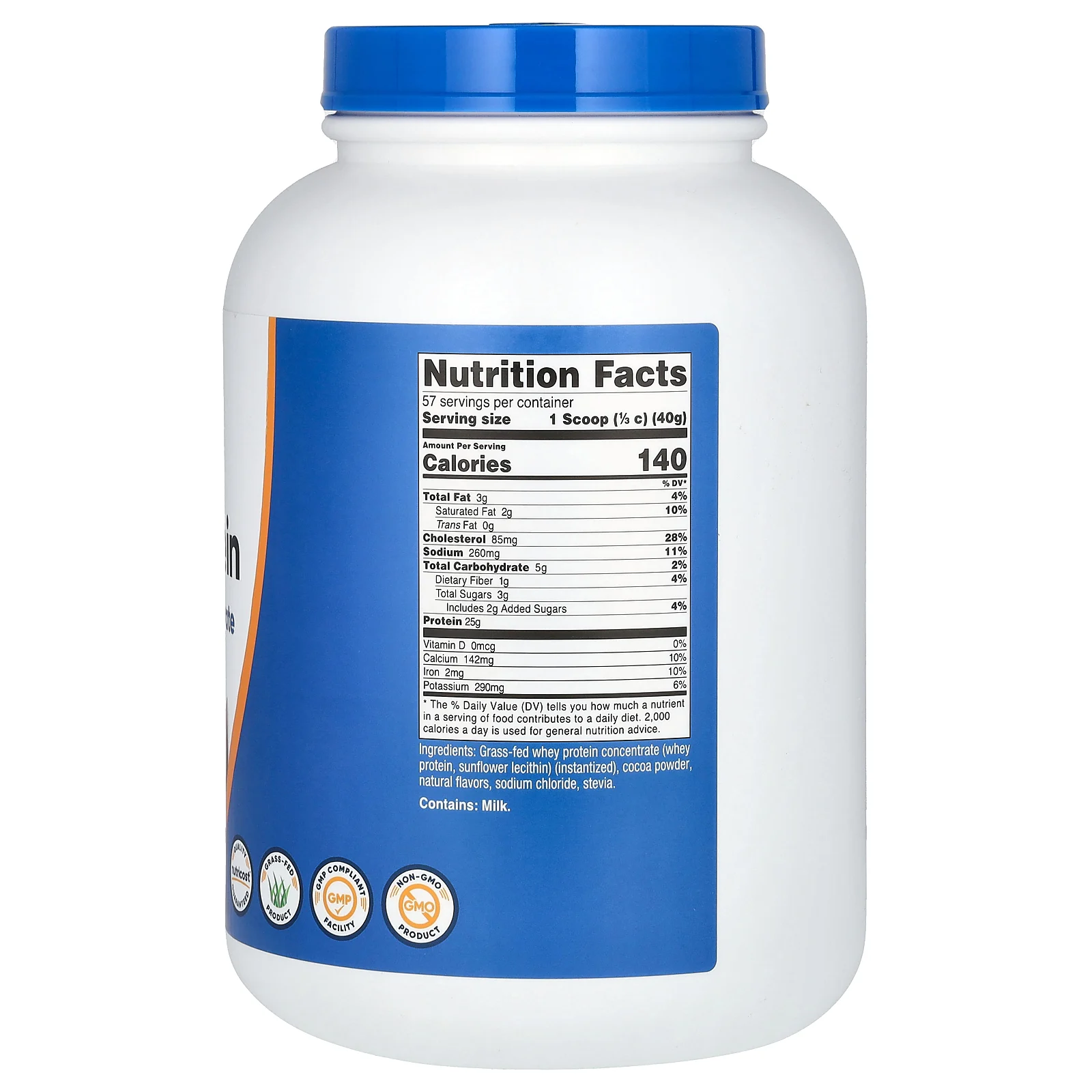 Nutricost, сывороточный протеин от коров травяного откорма, со вкусом молочного шоколада, 2268 г (5 фунтов)