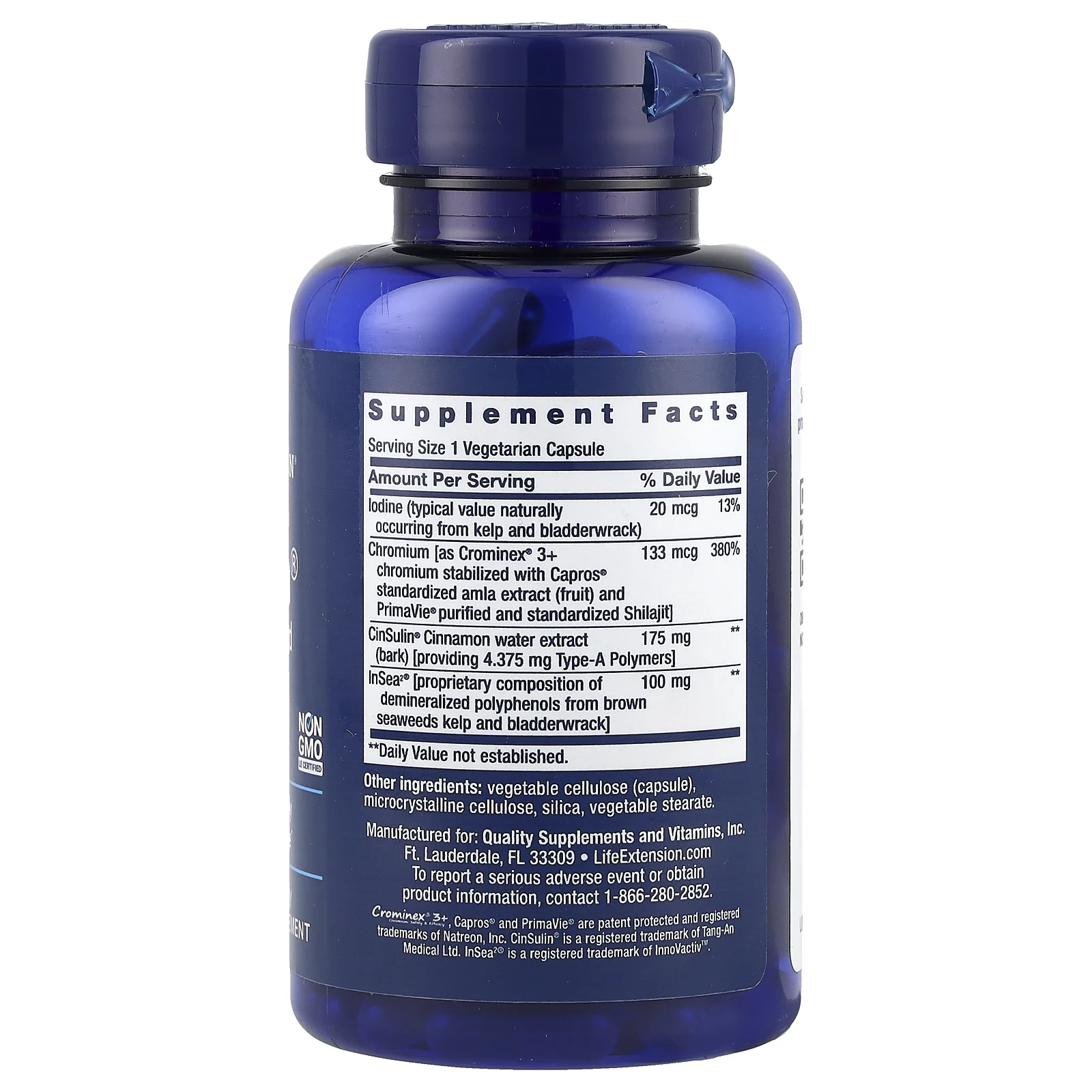 Life Extension, CinSulin с InSea2 и Crominex 3+, 90 растительных капсул