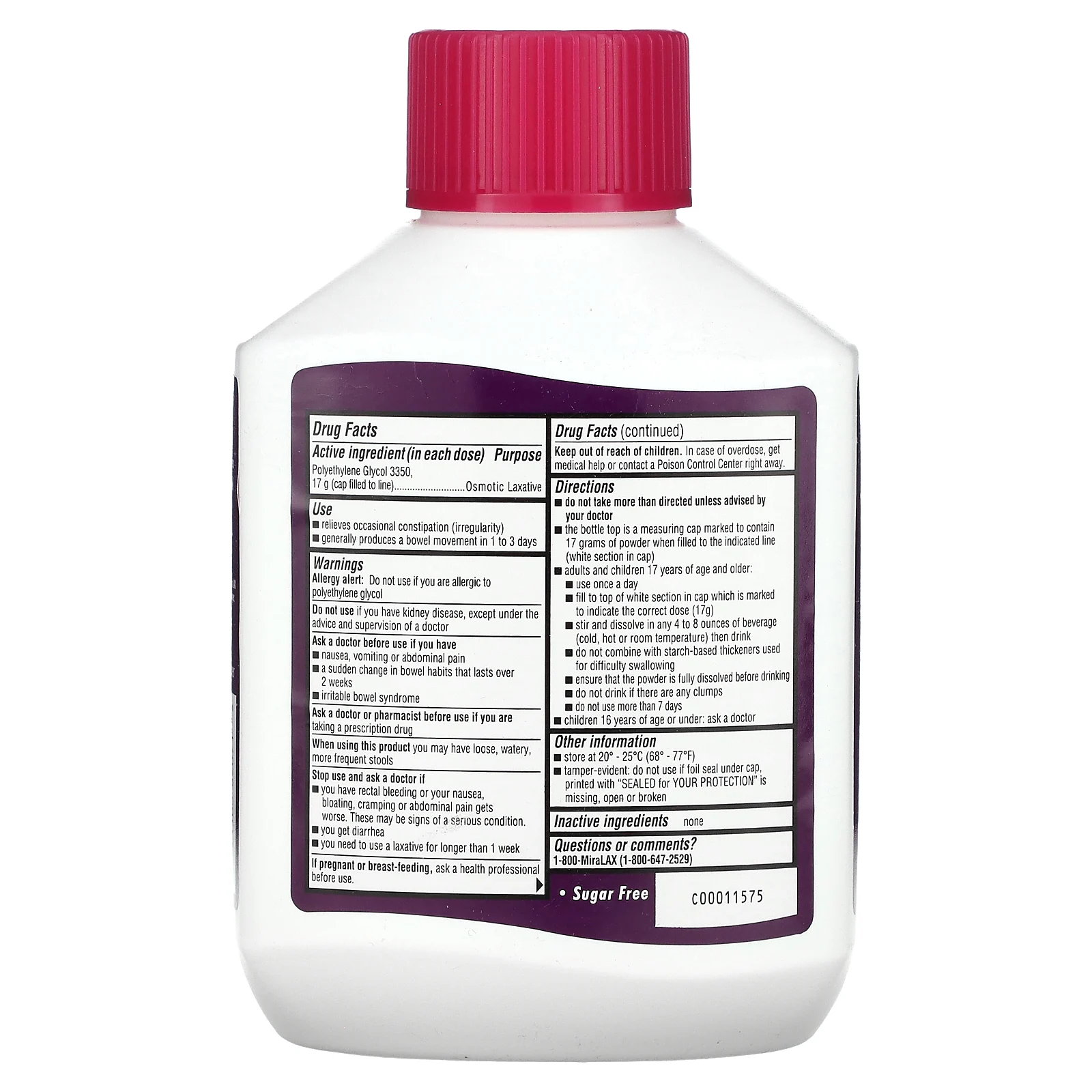 MiraLAX, Порошок, без добавок, 510 г (17,9 унции)