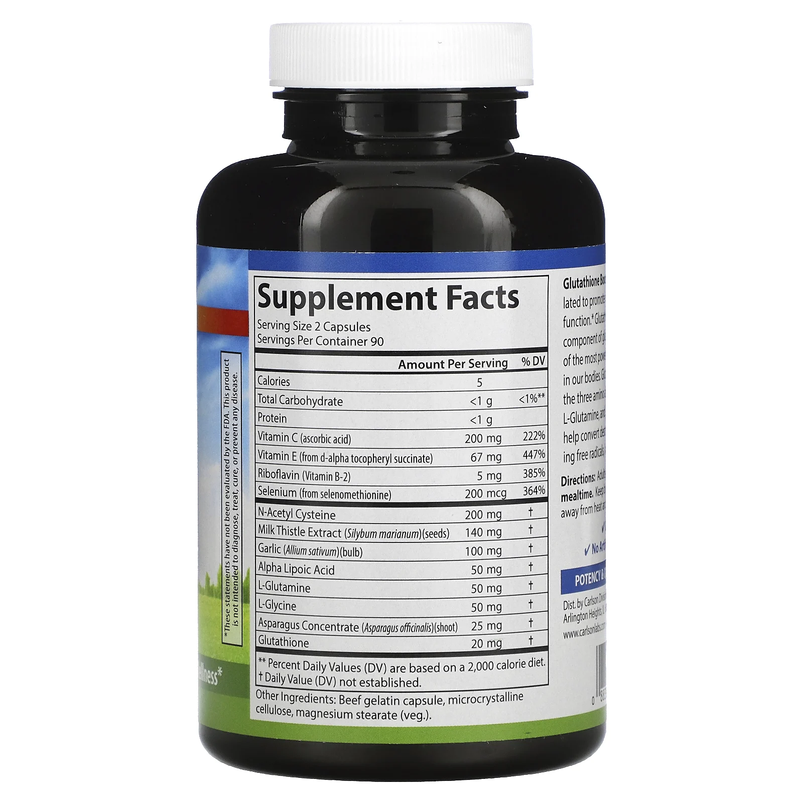 Carlson, Glutathione Booster, добавка с глутатионом, 180 капсул