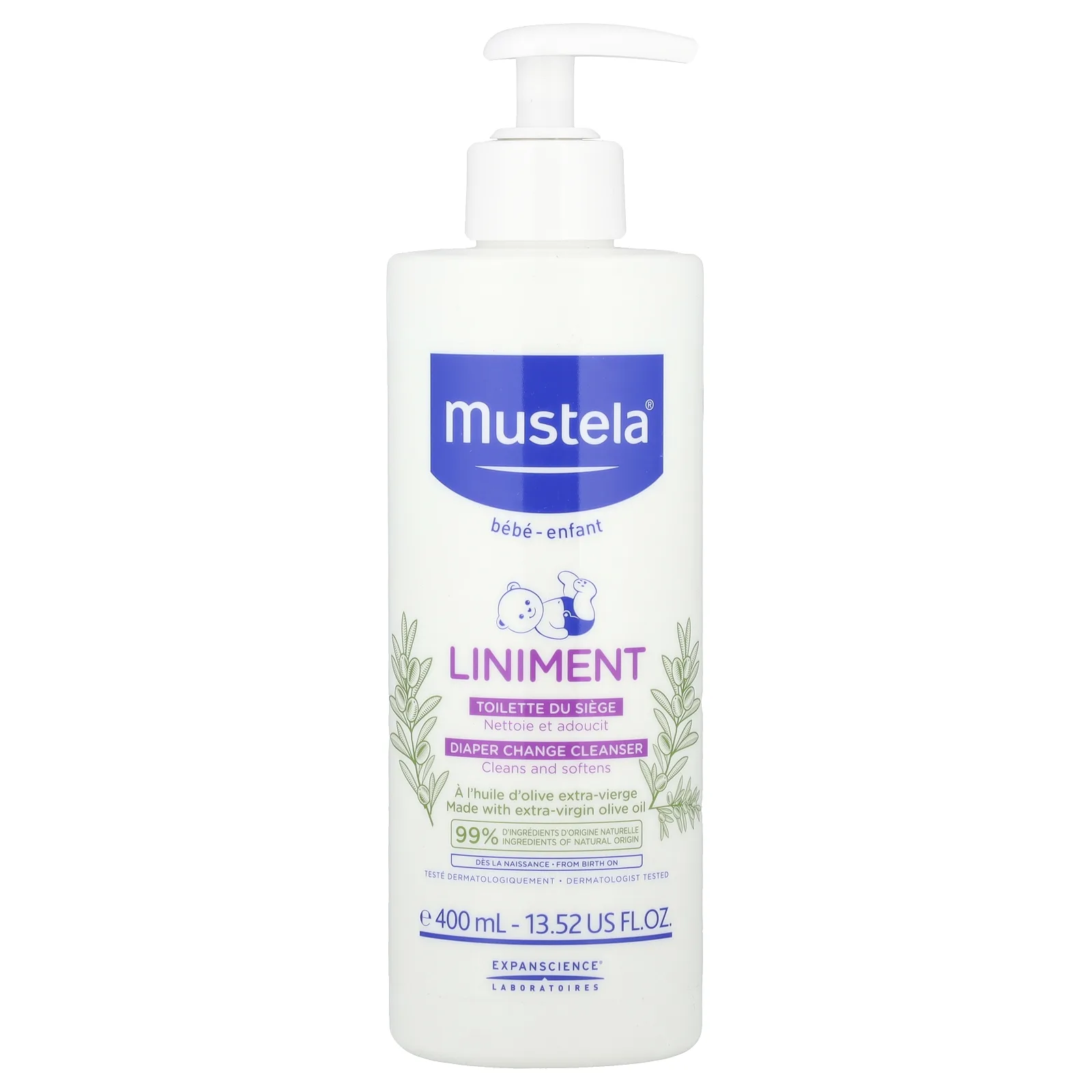 Mustela, Baby, Liniment, очищающее средство для смены подгузников, 400 мл (13,52 жидк. Унции)